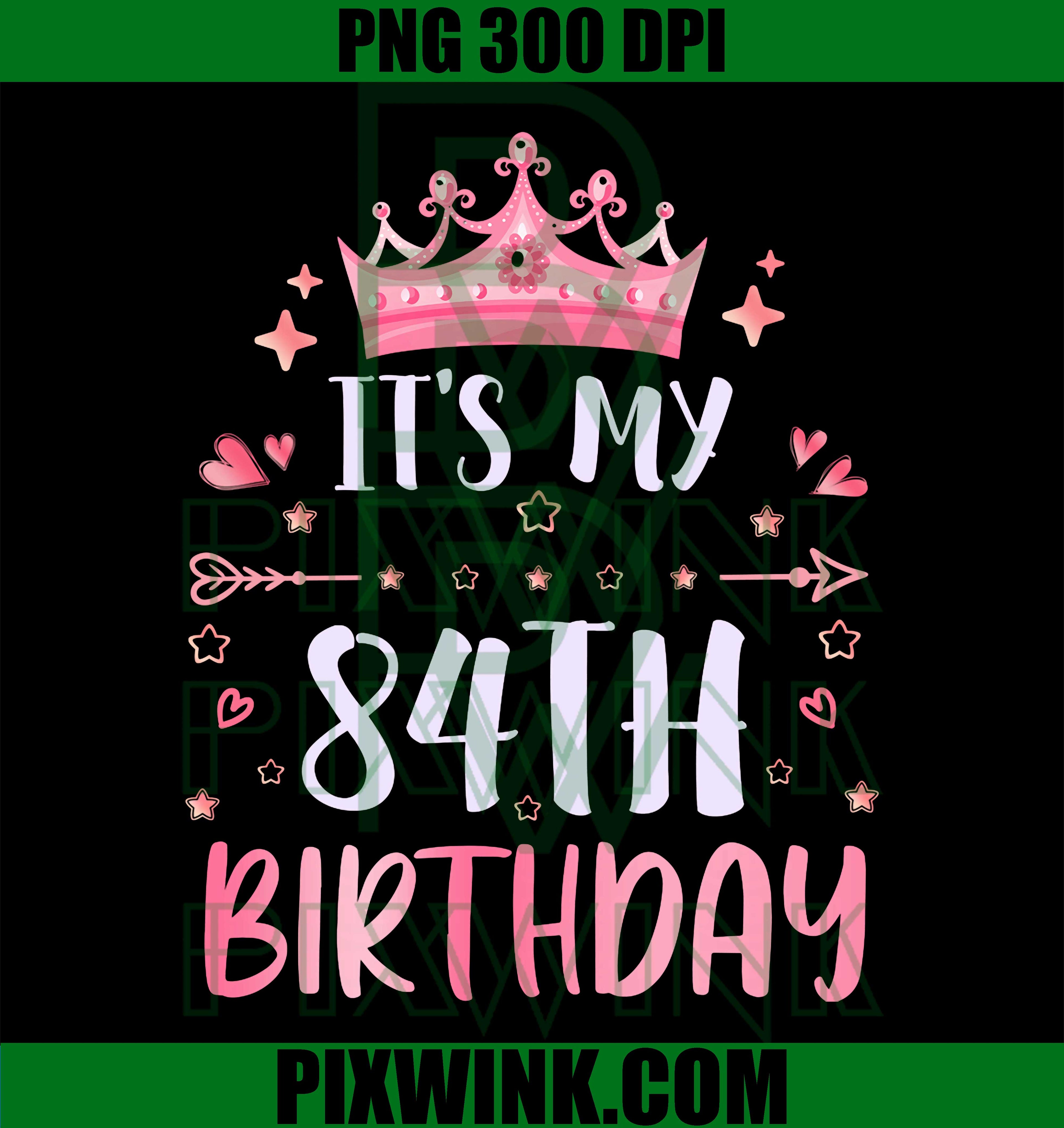 Happy 84th Birthday PNG, 84 Years Old PNG Birthday Celebration Design