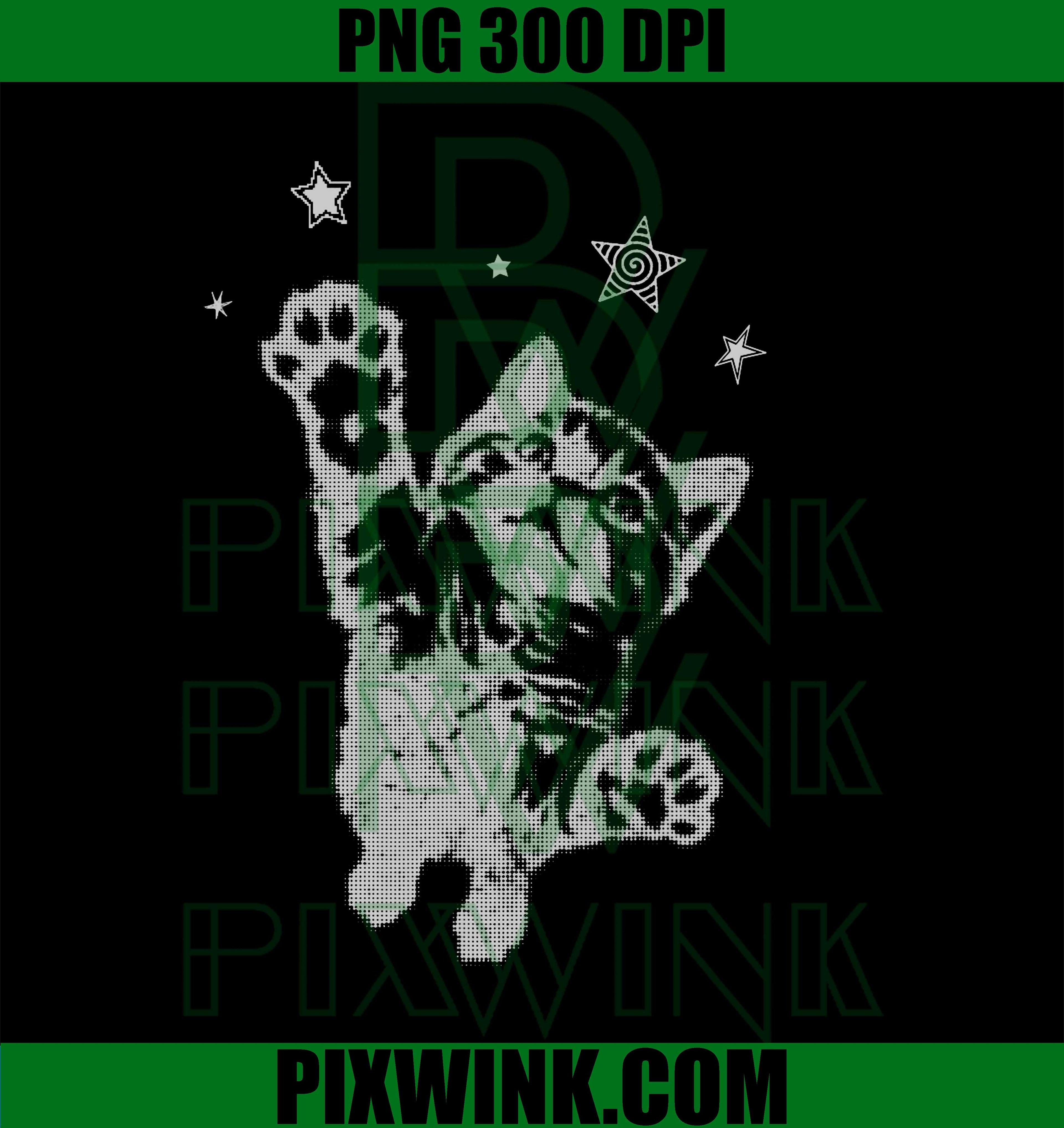 Y2K Cat Jumping Stars Silly 90s 2000s Grunge Vintage Graphic PNG