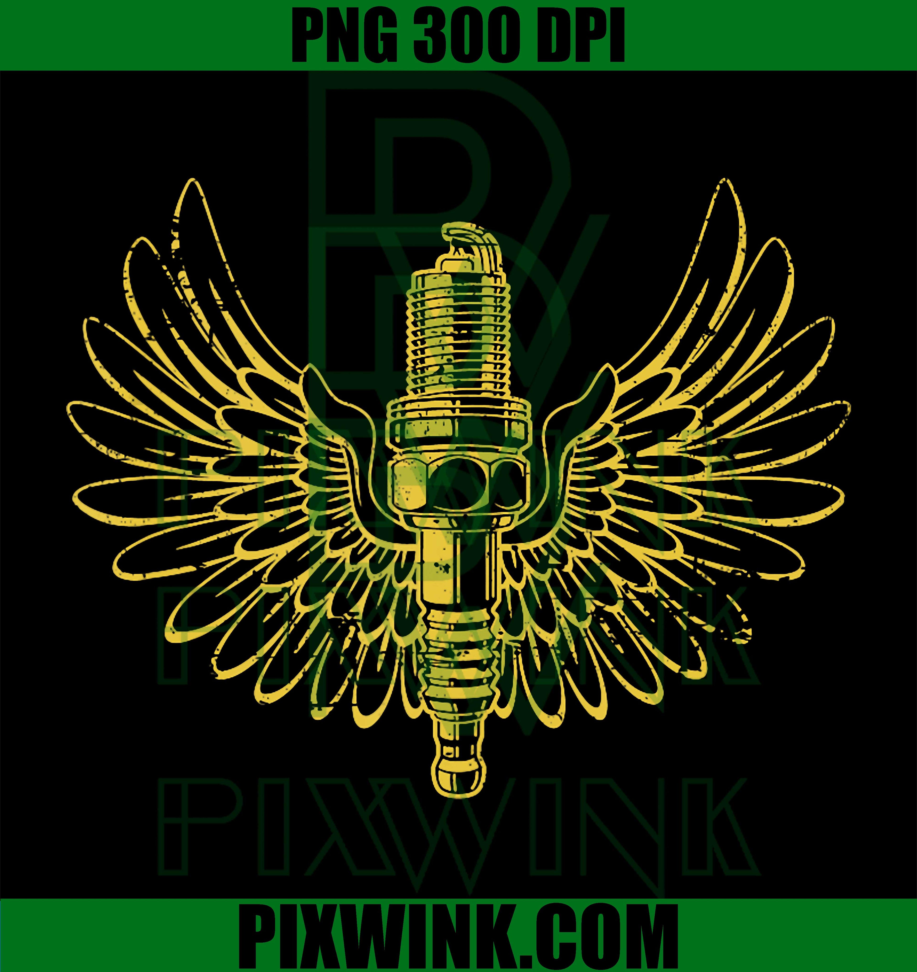 Spark Plug Wings PNG, Vintage Distressed Automotive PNG