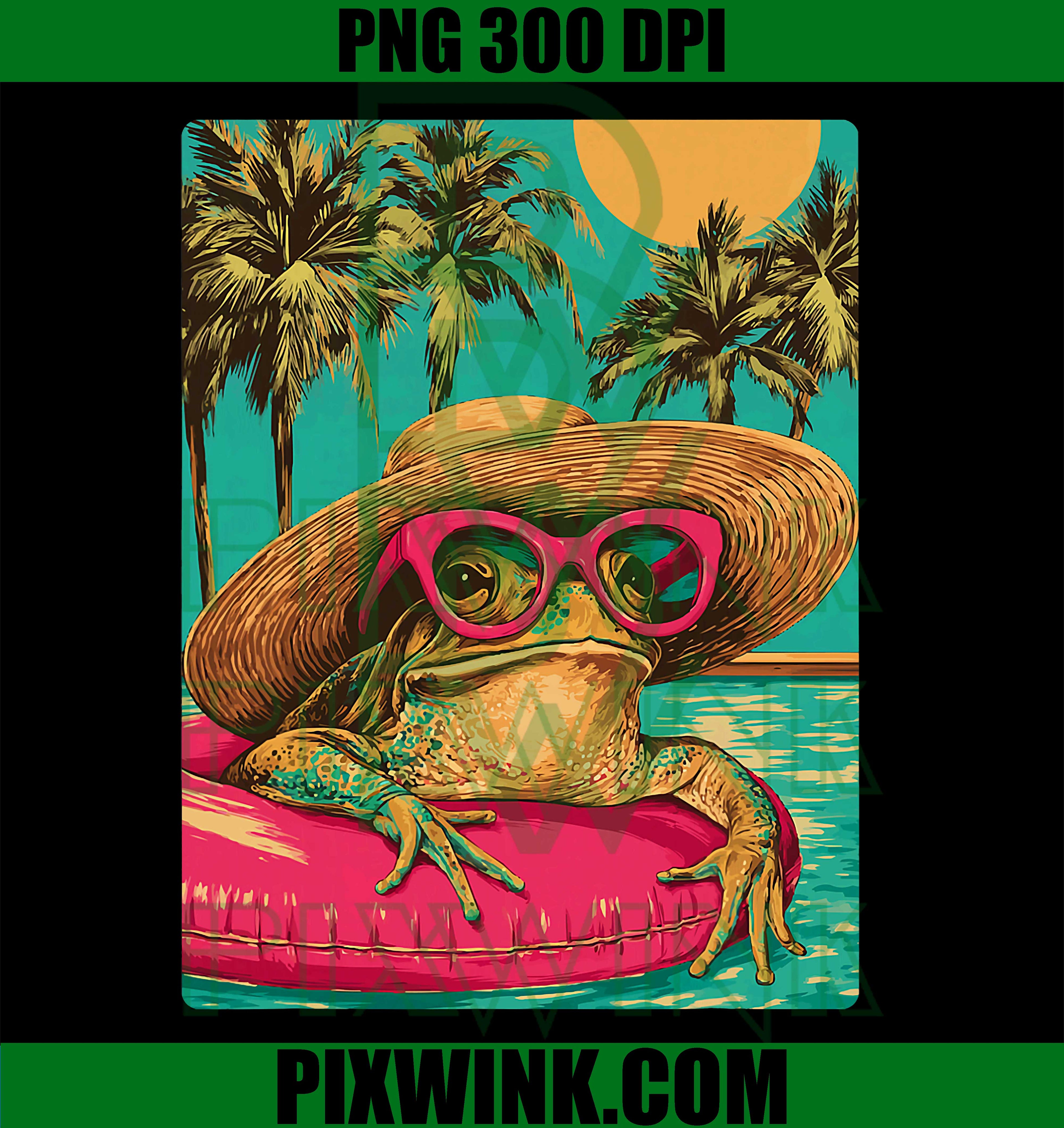 Summer Frog PNG, Tropical Pool Party Sunglasses PNG
