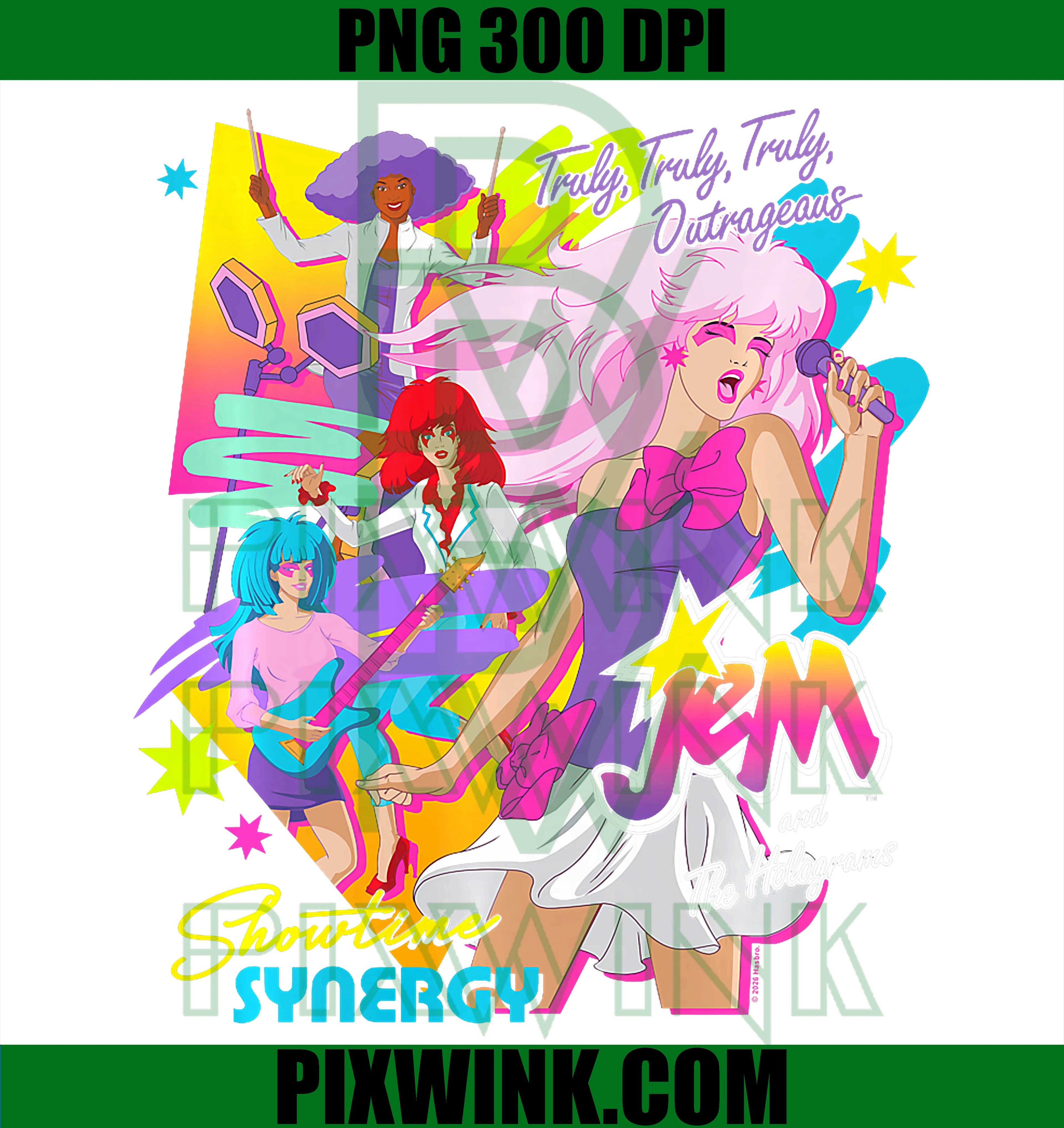 Jem and the Holograms PNG, Truly Outrageous Showtime PNG Retro Design