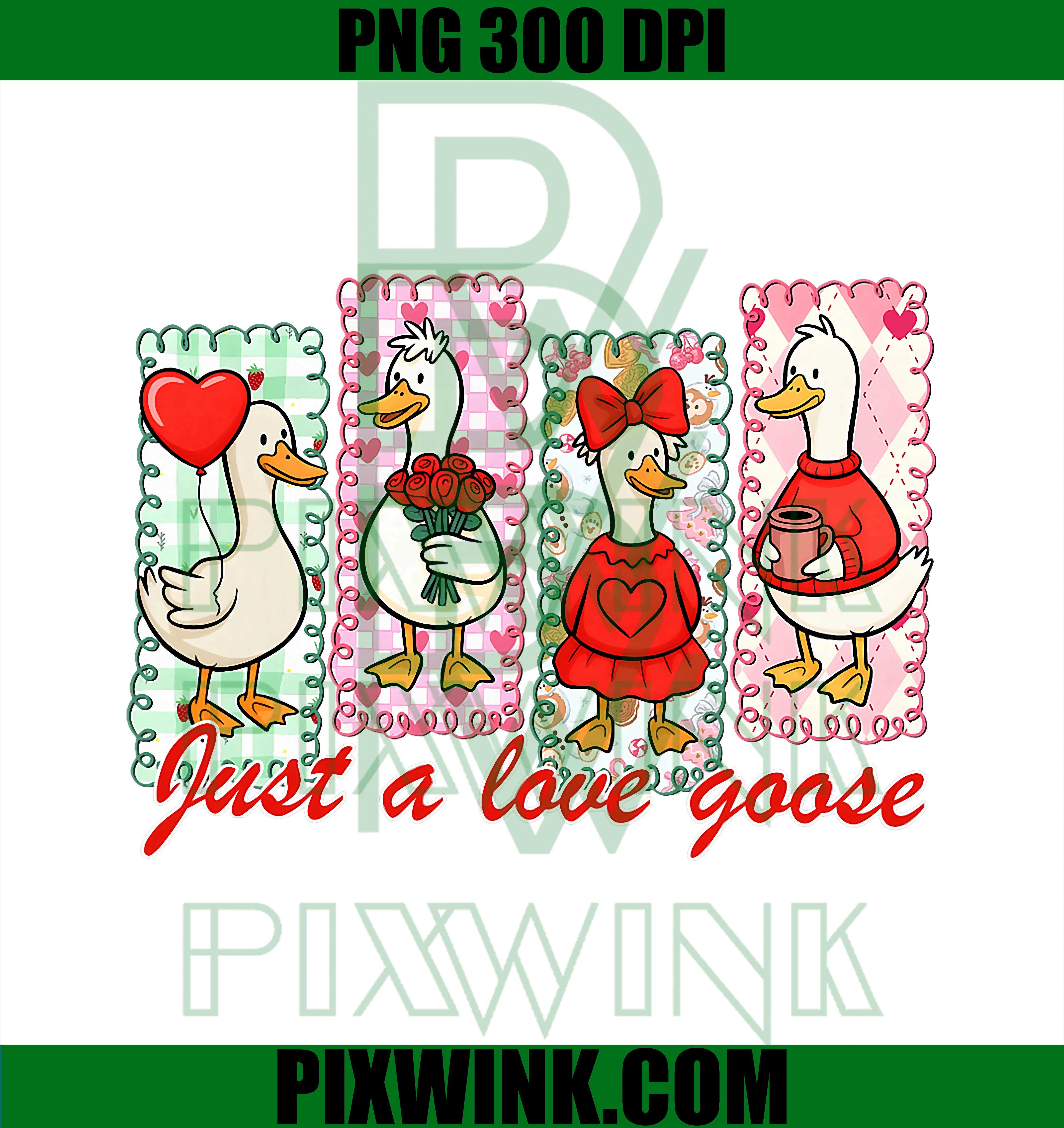 Preppy Valentine PNG, Just A Love Silly Goose Duck PNG