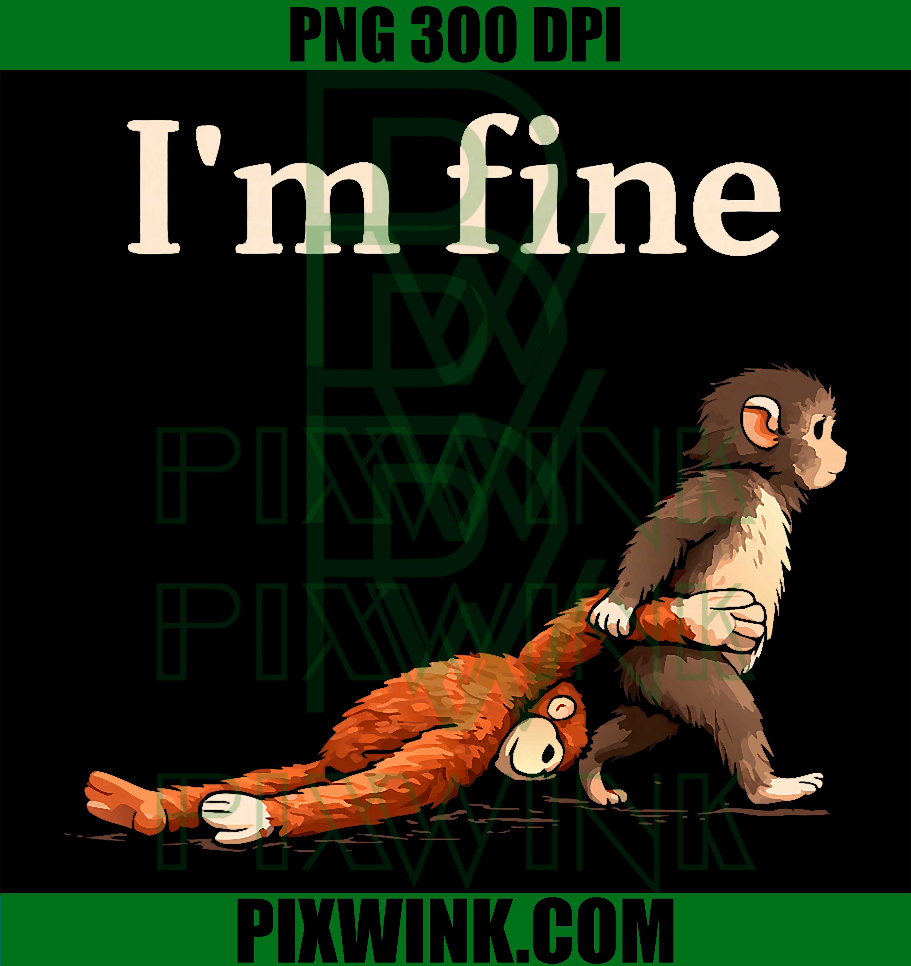 Sad Monkey Punch Meme PNG, I'm Fine Orange Toy Design