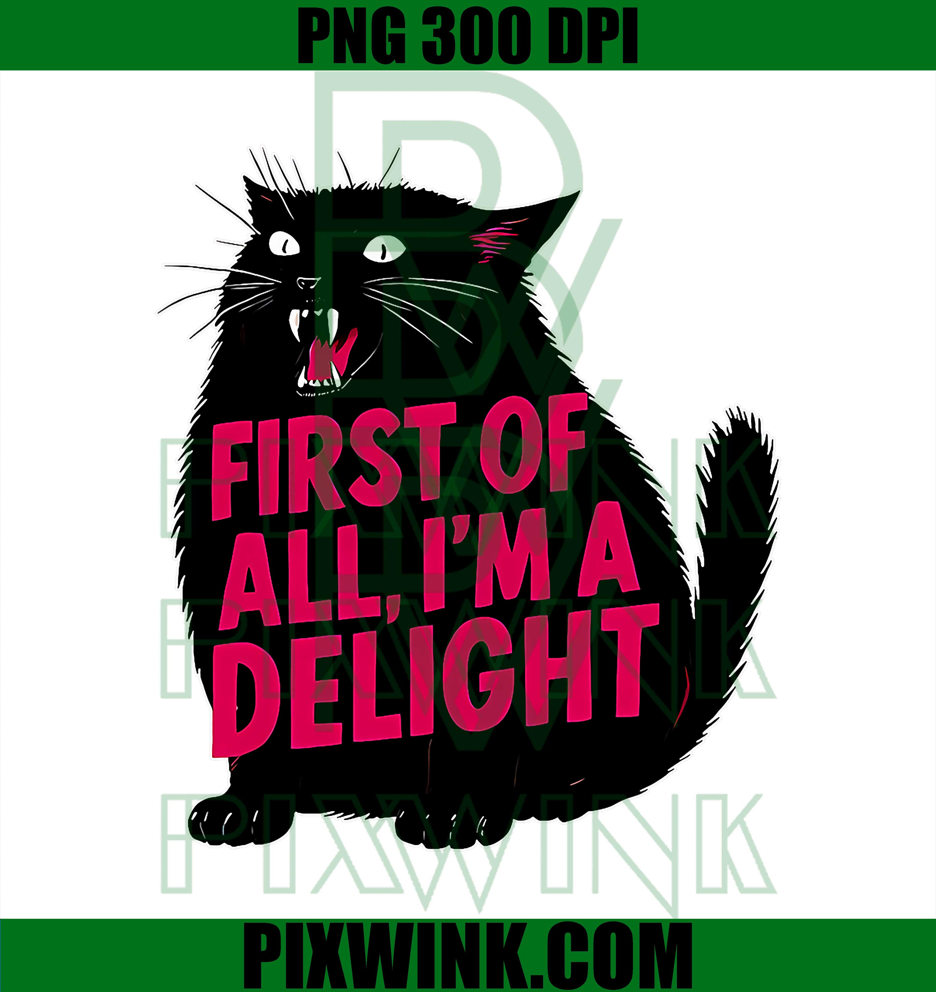 First of All I'm a Delight PNG, Roaring Black Cat PNG