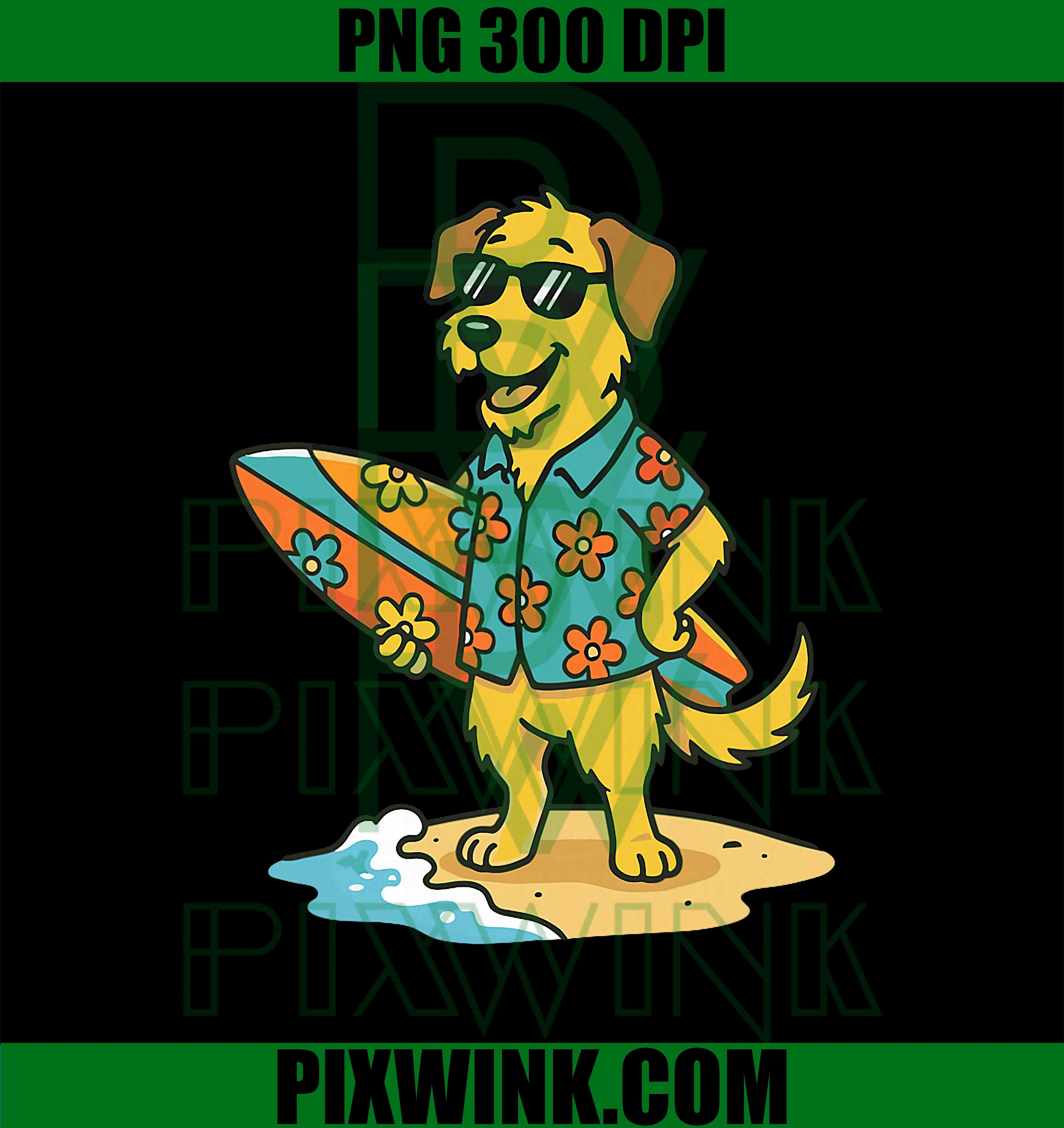 Surf Dog PNG, Hawaiian Dog PNG, Summer Beach Dog PNG