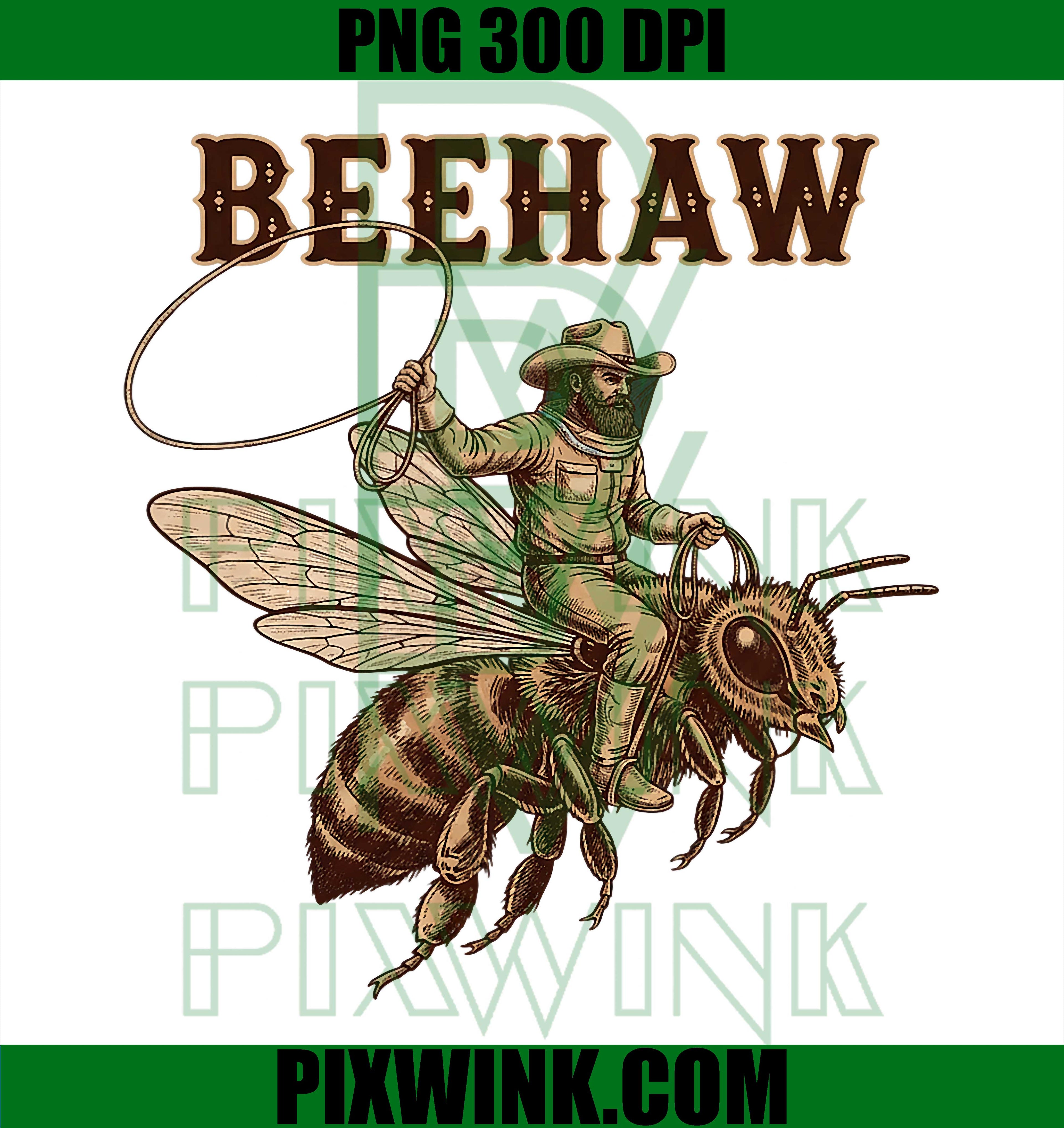 Beehaw Beekeeper Cowboy PNG, Funny Bee Riding PNG