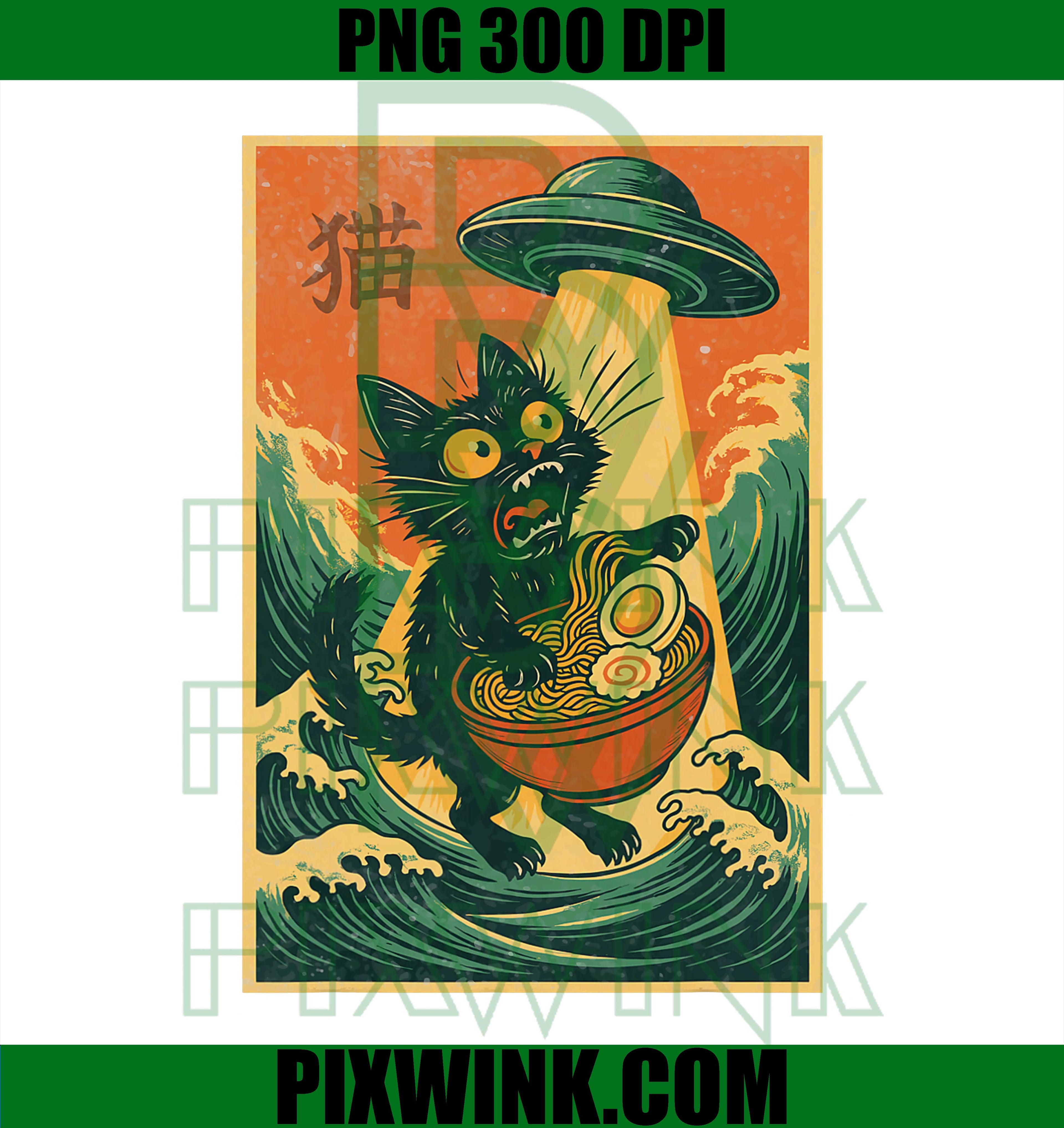 Cat Ramen UFO, Funny Japanese Anime PNG
