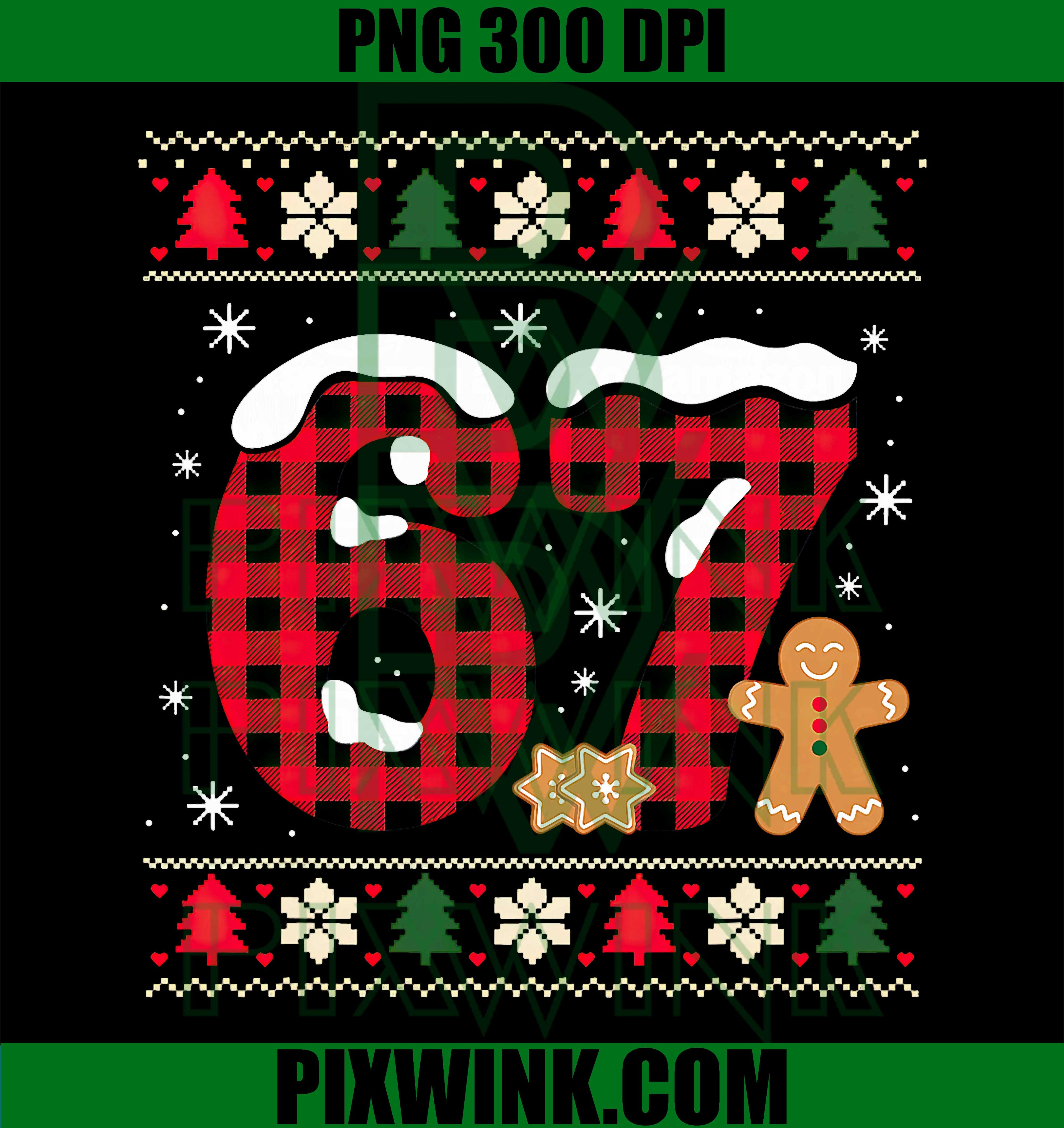 67 Christmas Six Seven Meme PNG