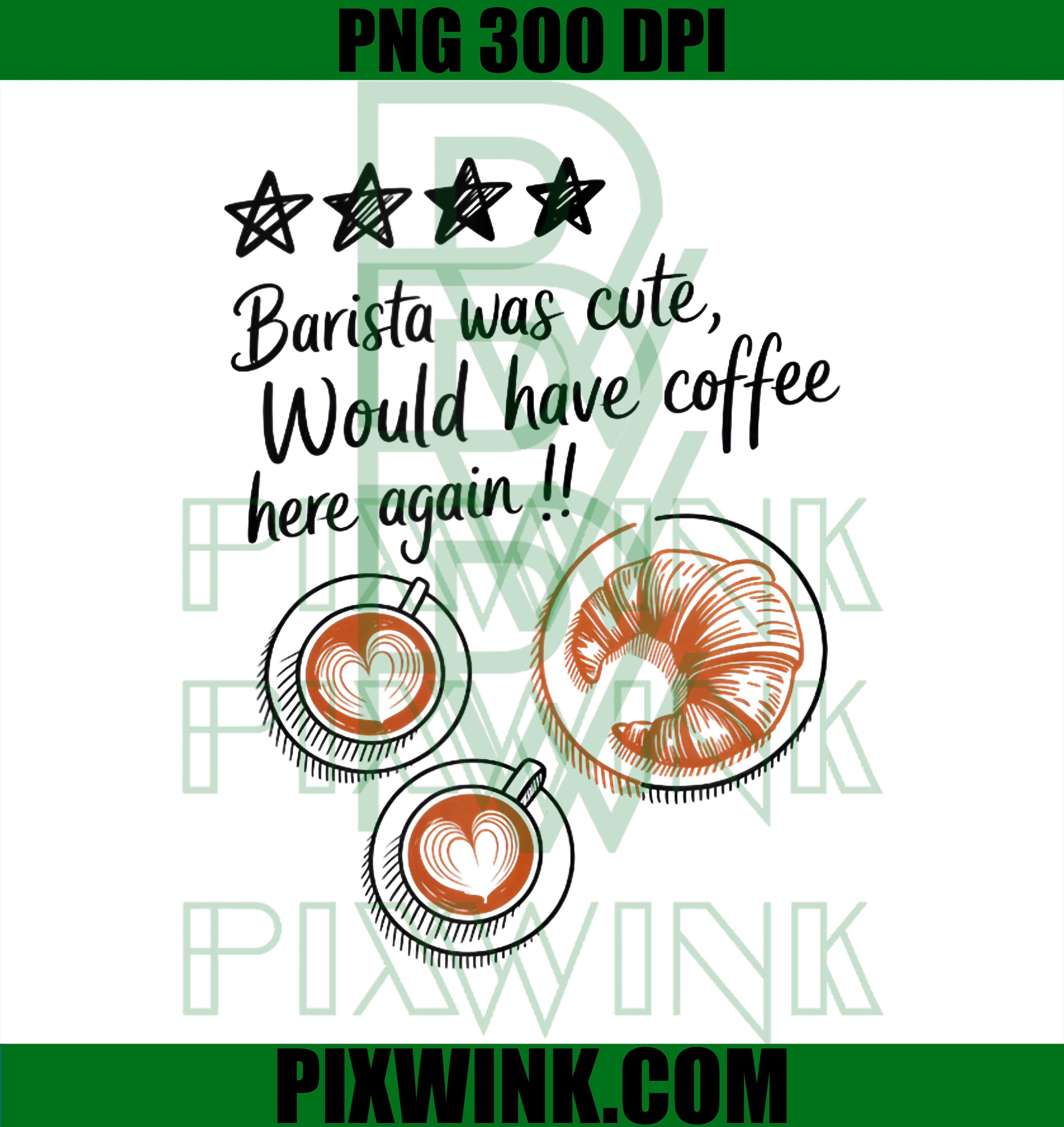 Cute Barista Coffee Stars PNG, Latte Art Croissant Coffee Lover Graphic PNG