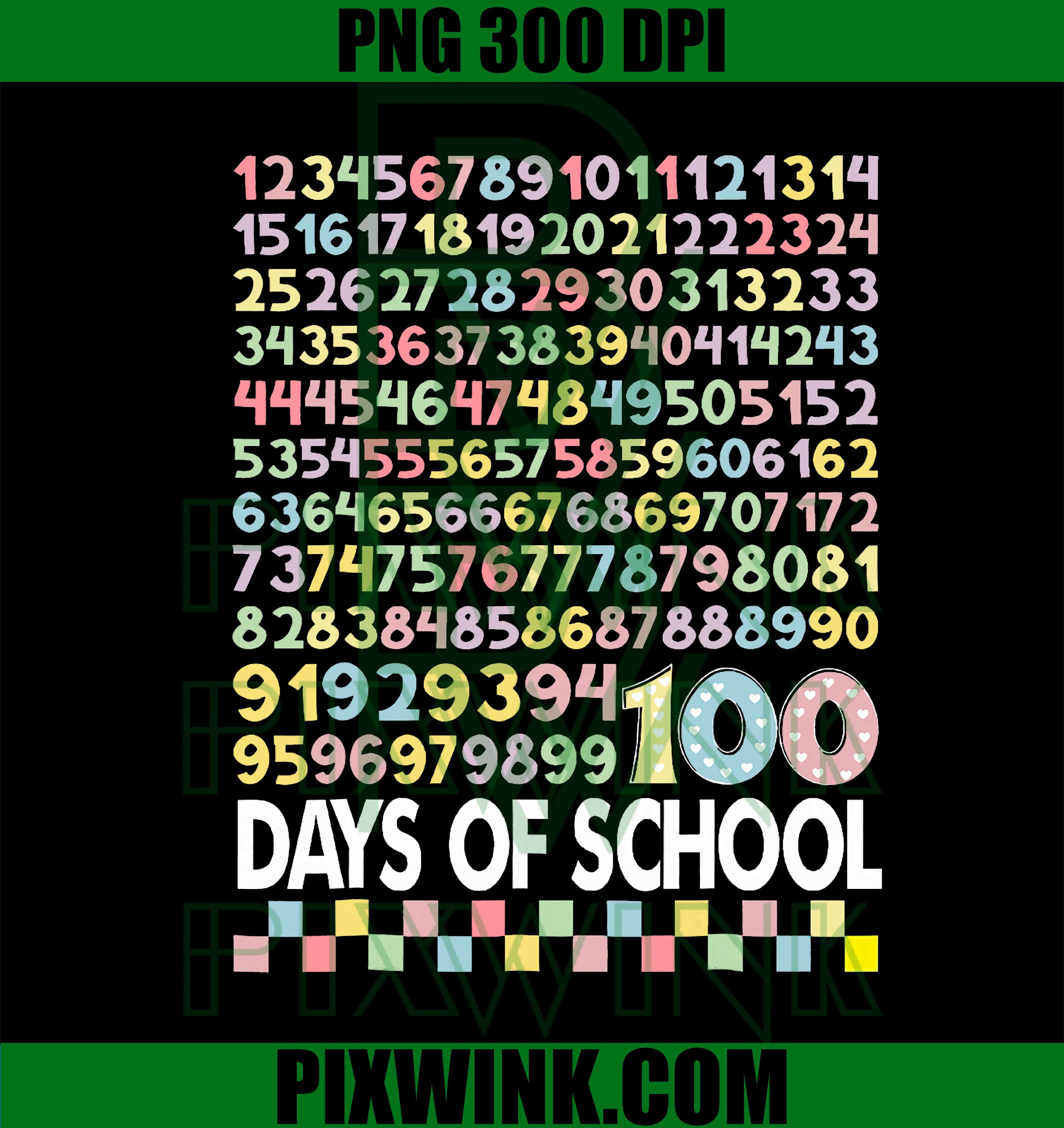 100 Days of School Teacher, 100th Day Math Numbers PNG