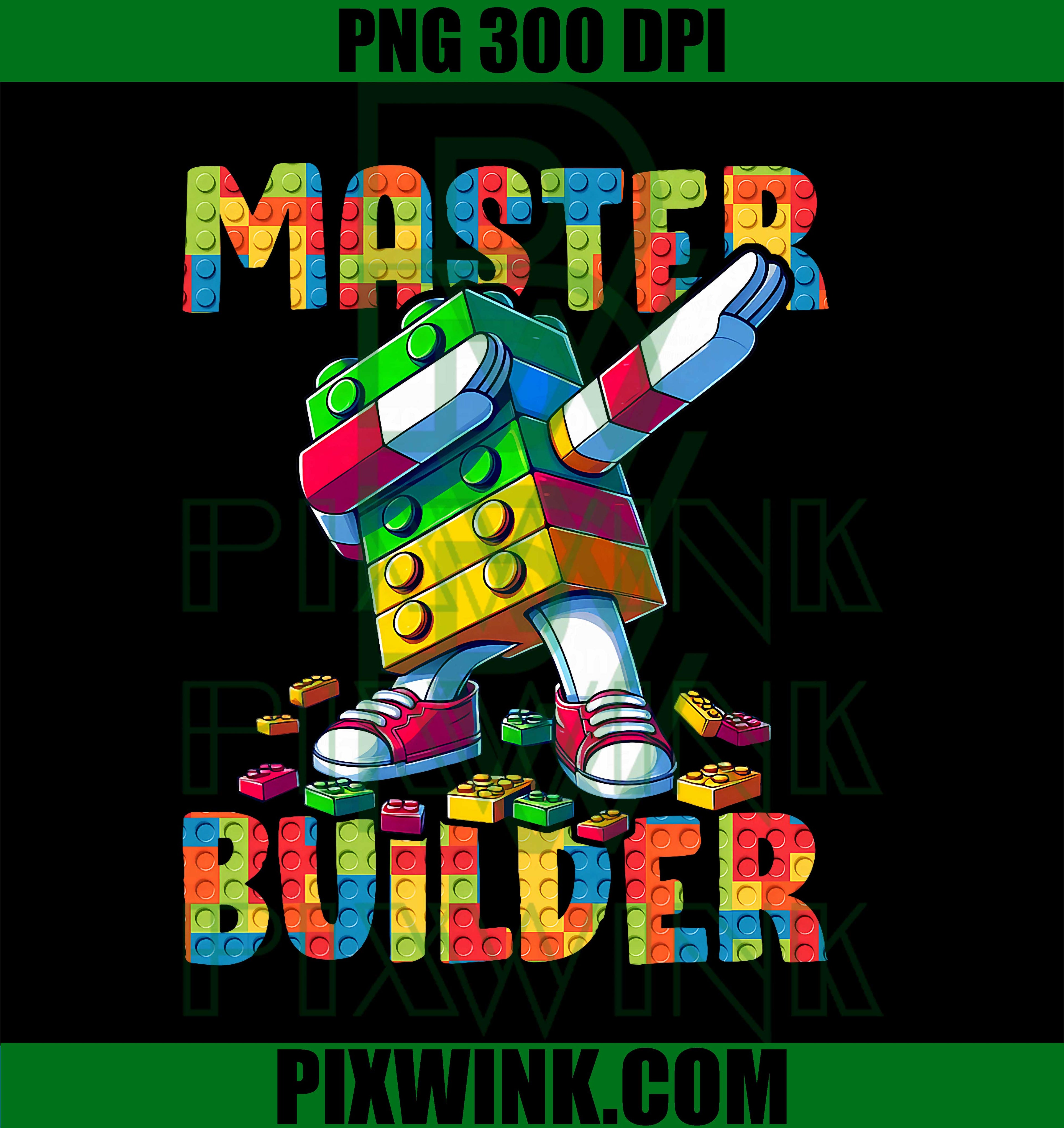 Master Builder Dabbing Blocks, Bricks Building Kids Boys Fun PNG