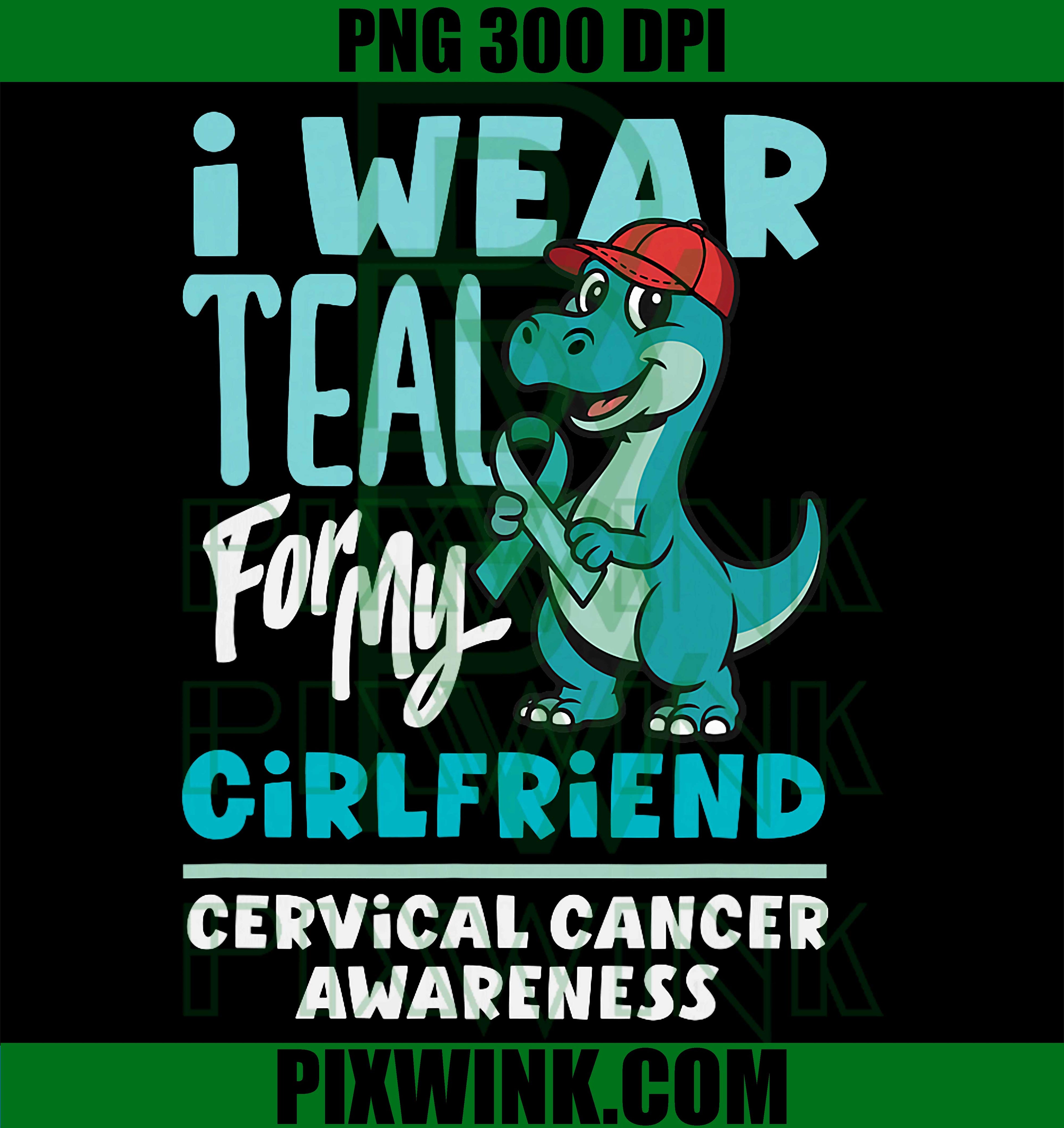 Cervical Cancer Awareness PNG, Teal Dinosaur Support PNG