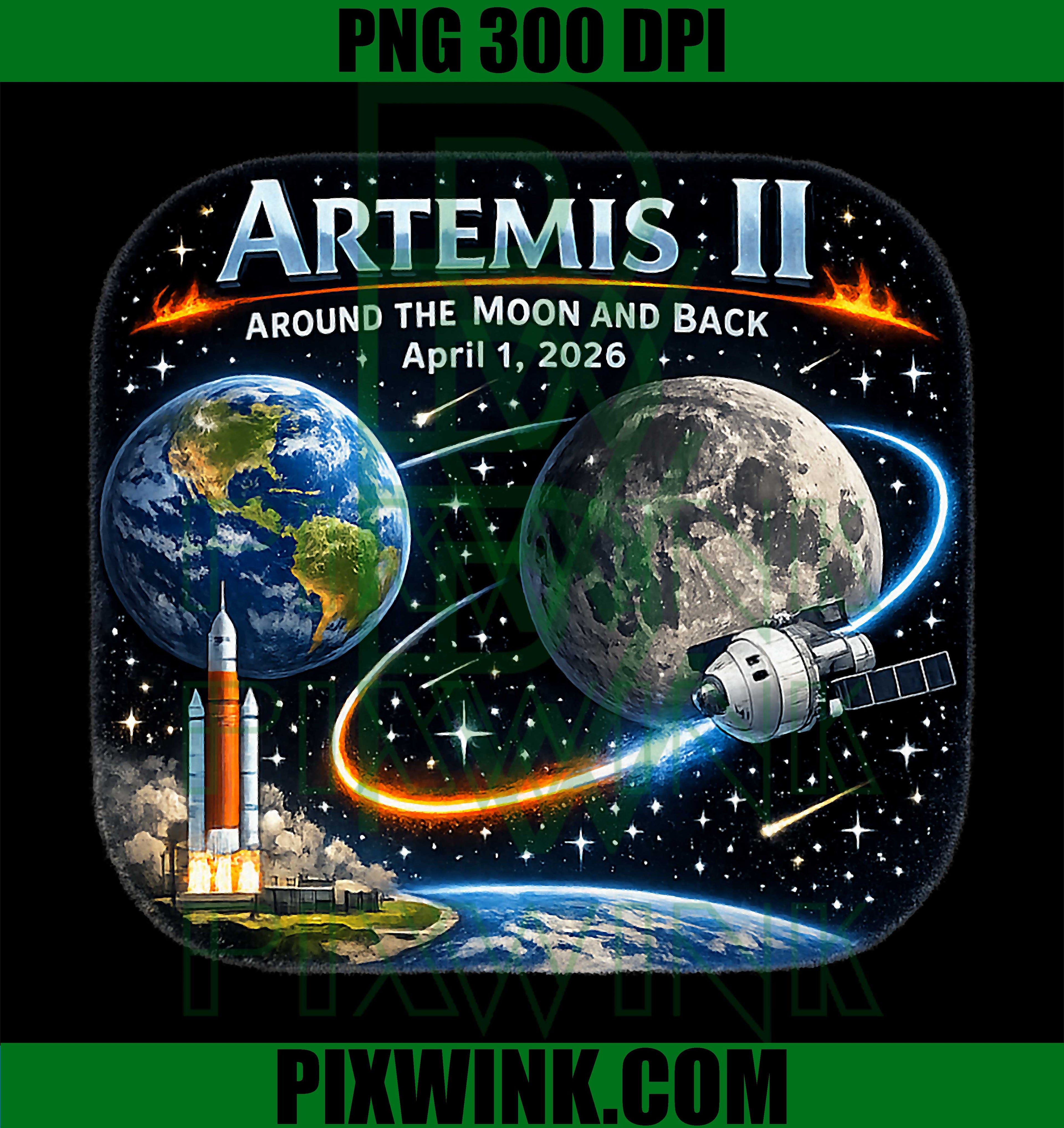 Artemis 2 PNG, Journey Around The Moon PNG, Space Mission 2026 PNG