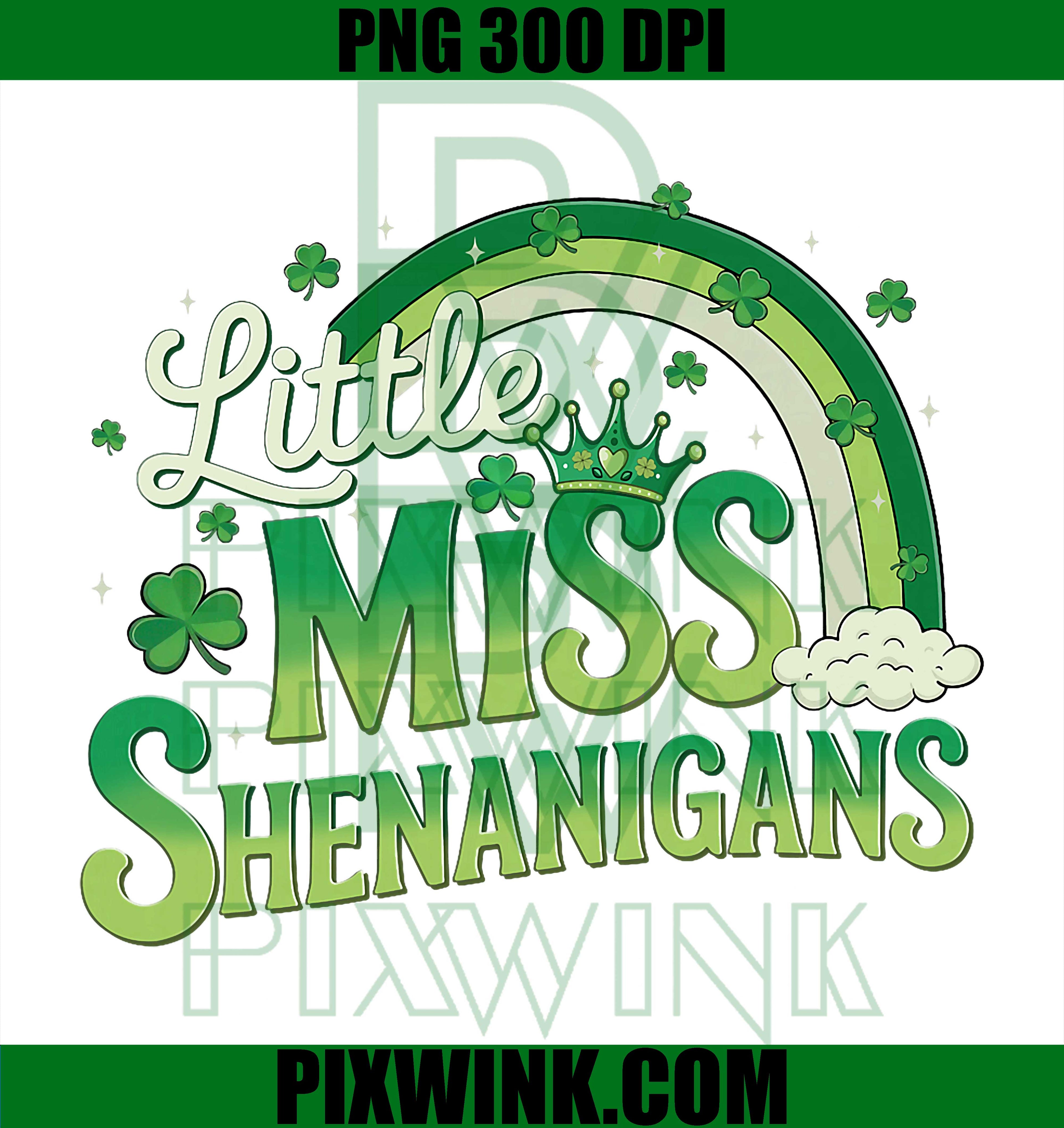 Little Miss Shenanigans PNG, St Patrick’s Day Girl Shamrock PNG
