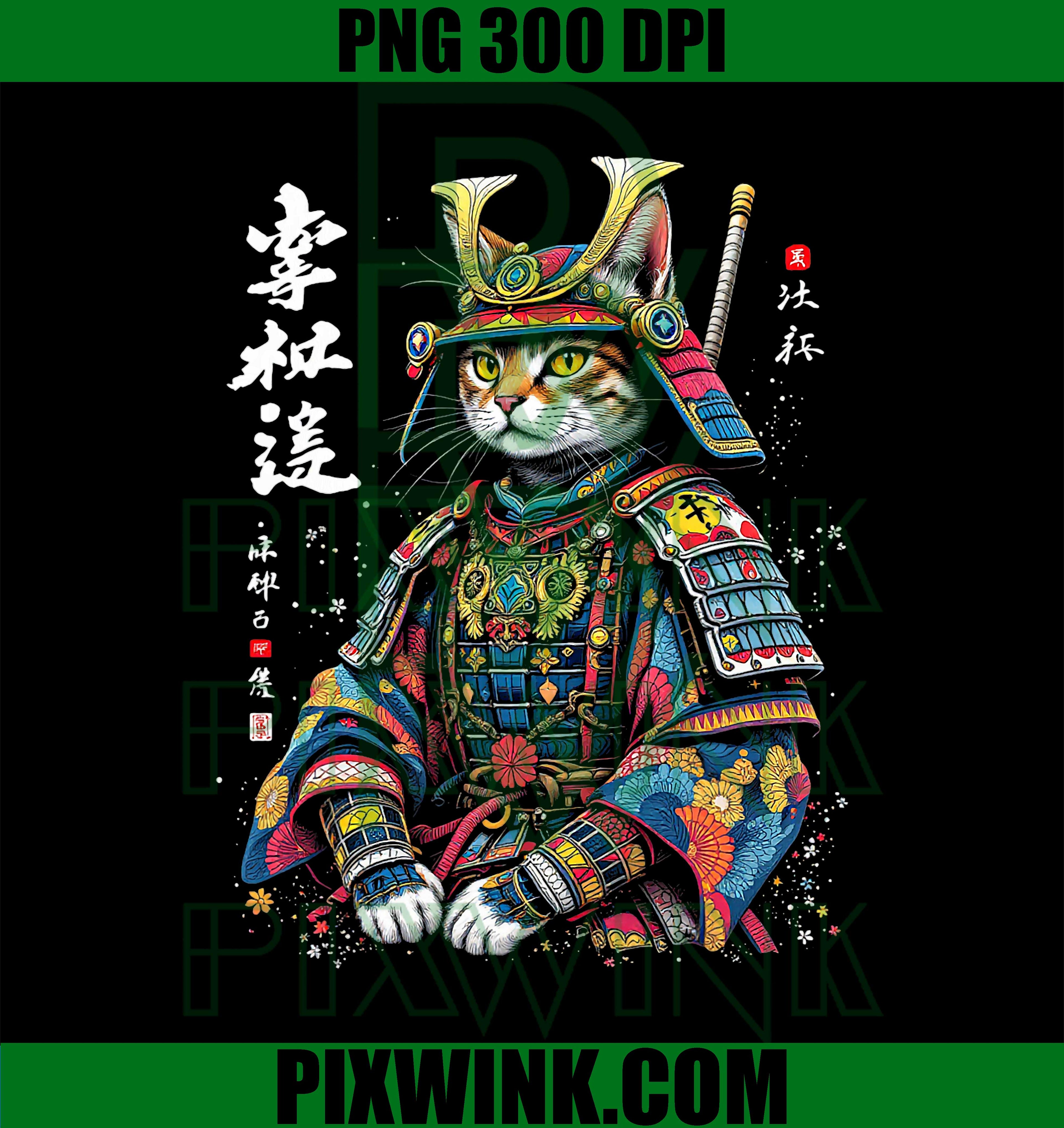 Cat Samurai PNG, Japan Cat PNG, Cats Cute PNG, Funny Cat Lover PNG