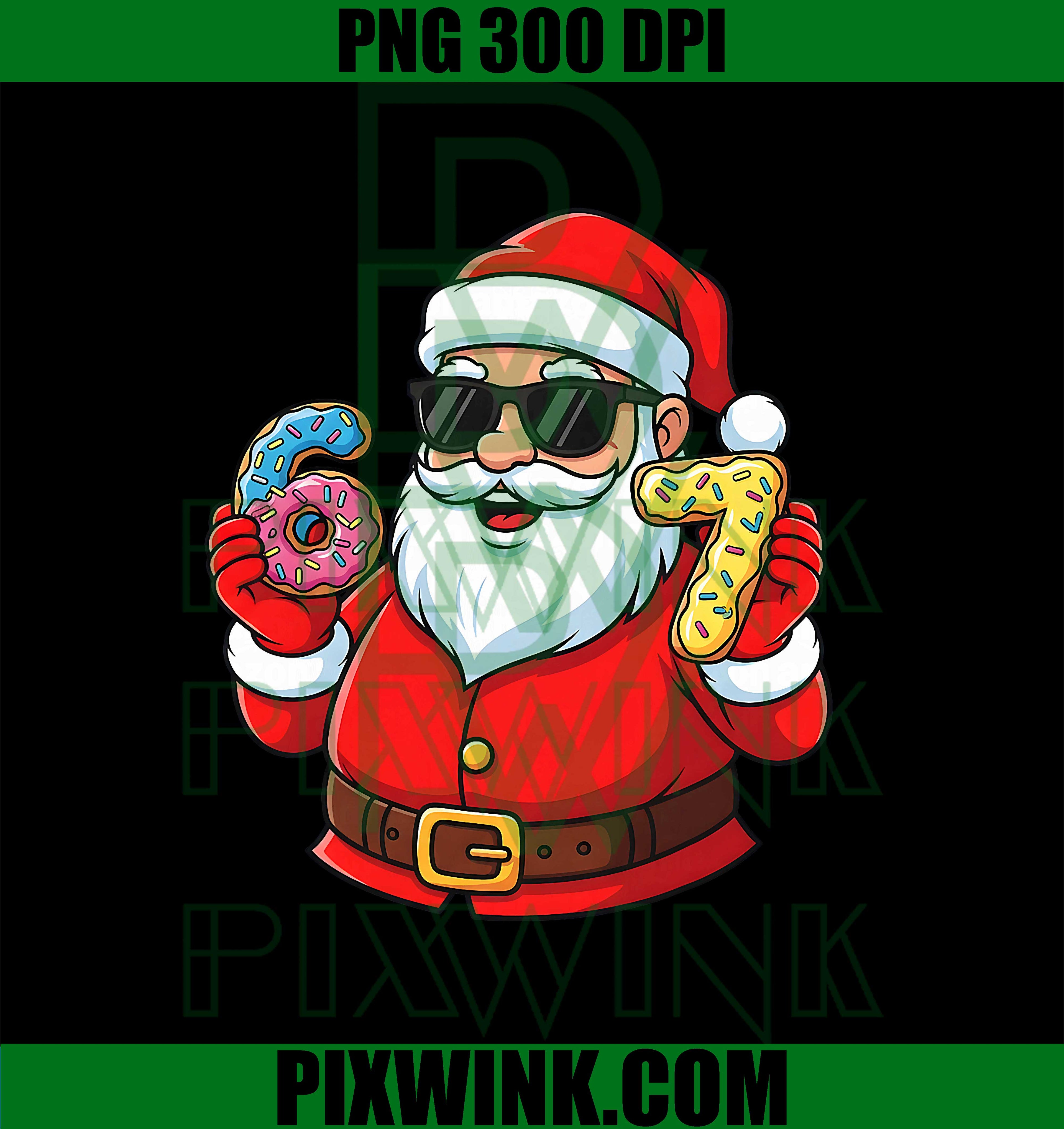 Funny Santa 67 Ice Cream Drip Christmas Xmas PNG,  Christmas Meme Six Seven PNG, Viral 6 7 Meme PNG