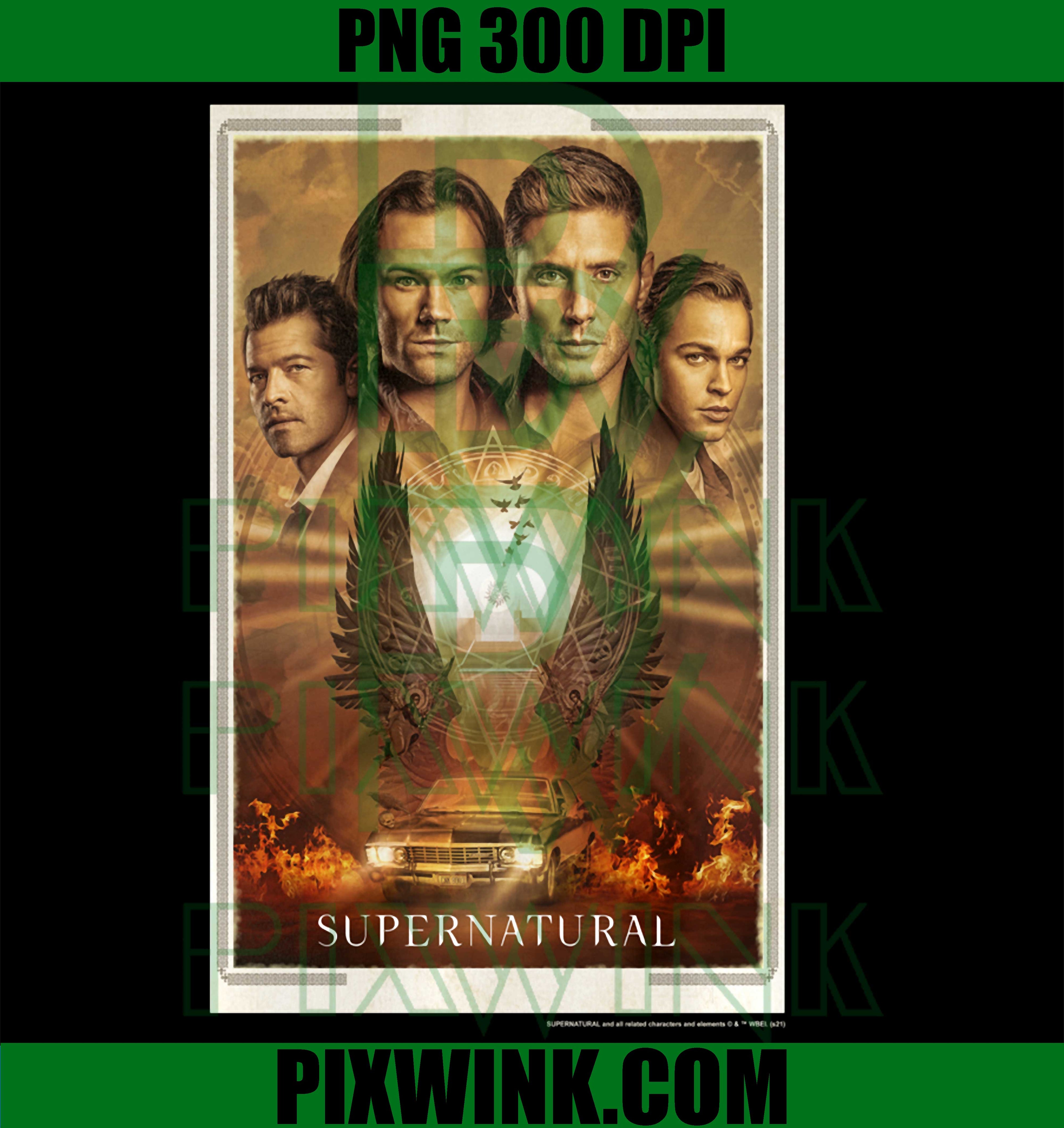 Supernatural Group Shot PNG, Sepia Tone Finale Cast PNG