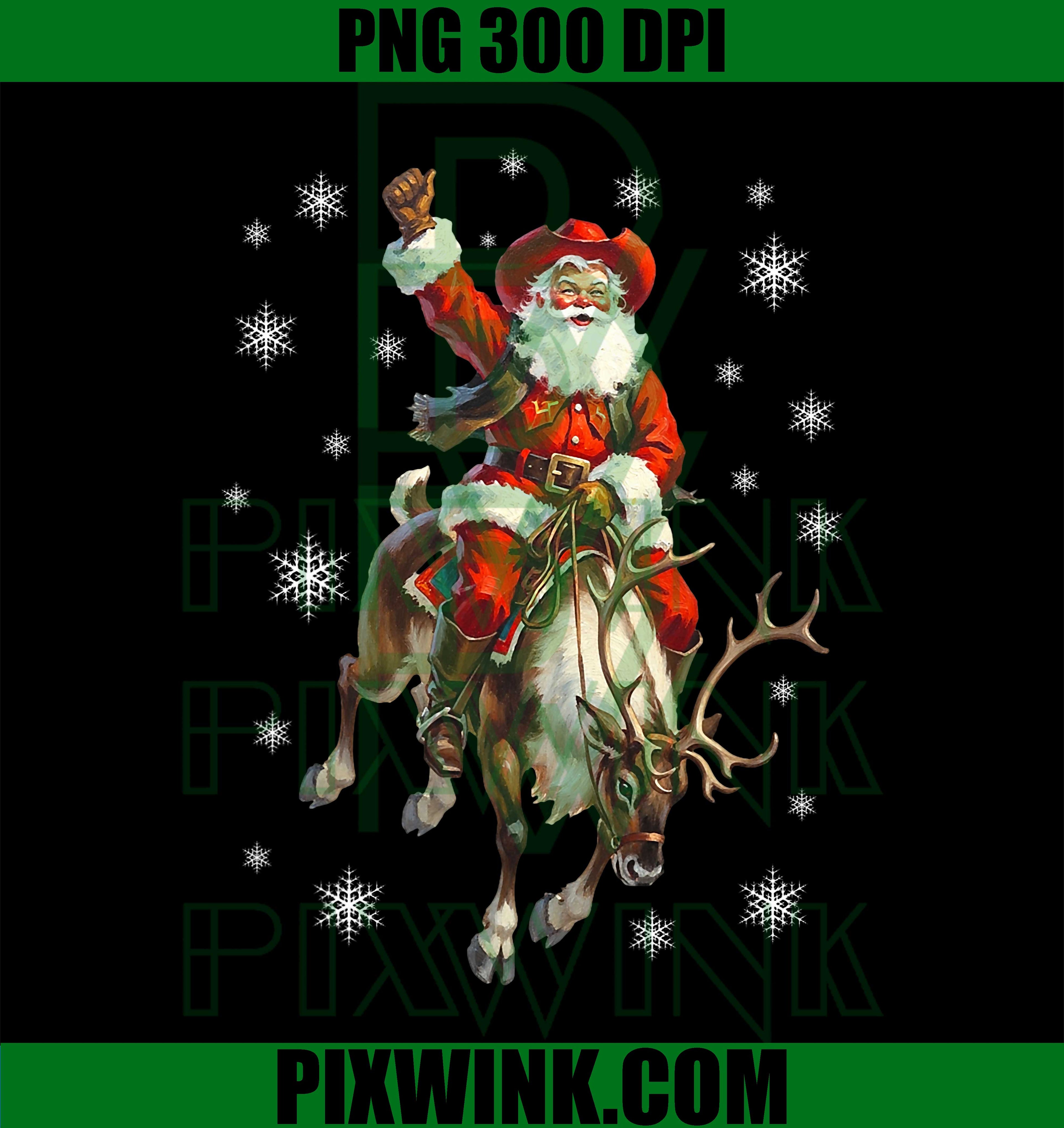 Christmas Reindeer Rider Cowboy Santa PNG