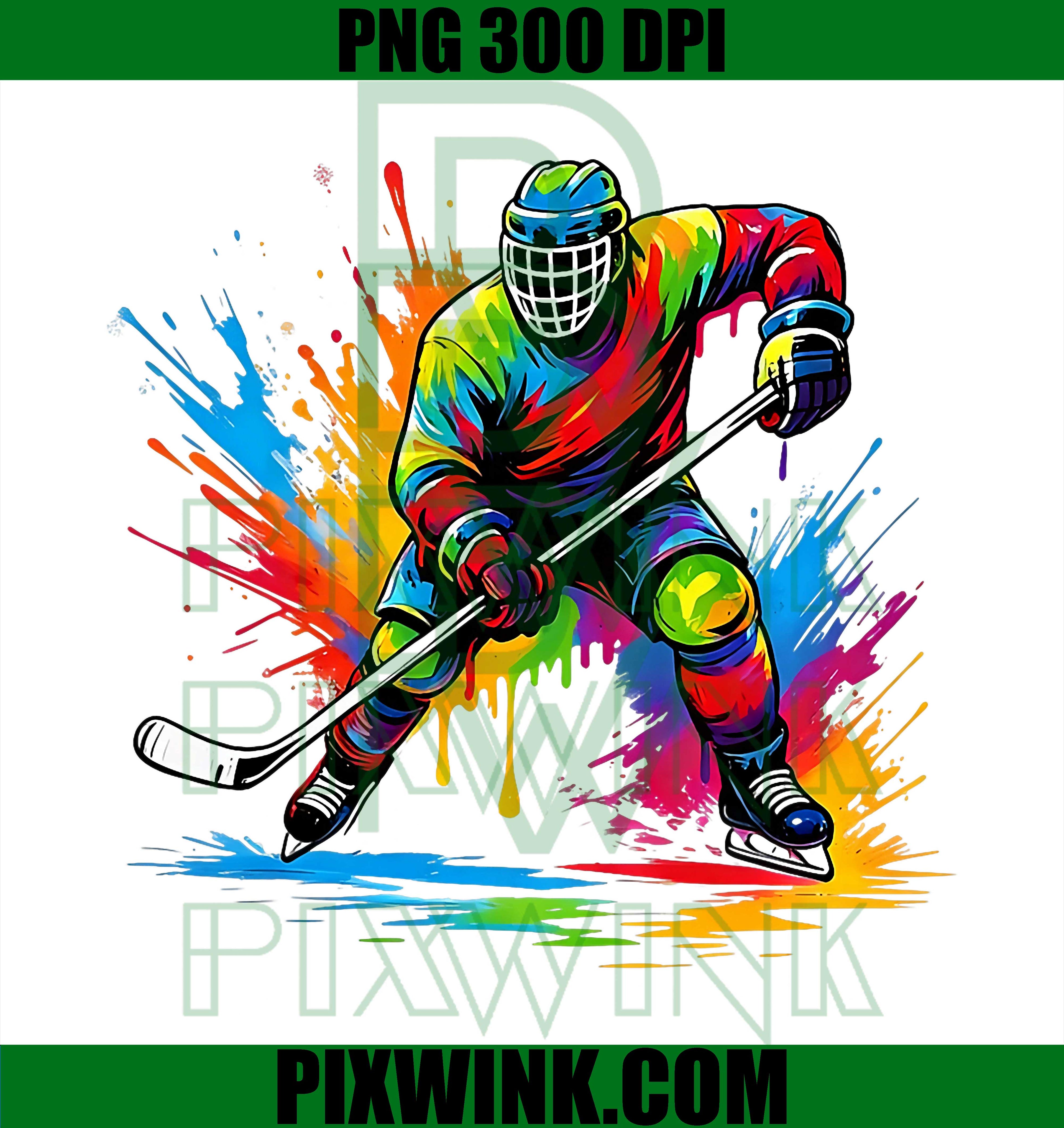 Ice Hockey Splash PNG, Colorful Hockey Player PNG, Sports Fan PNG