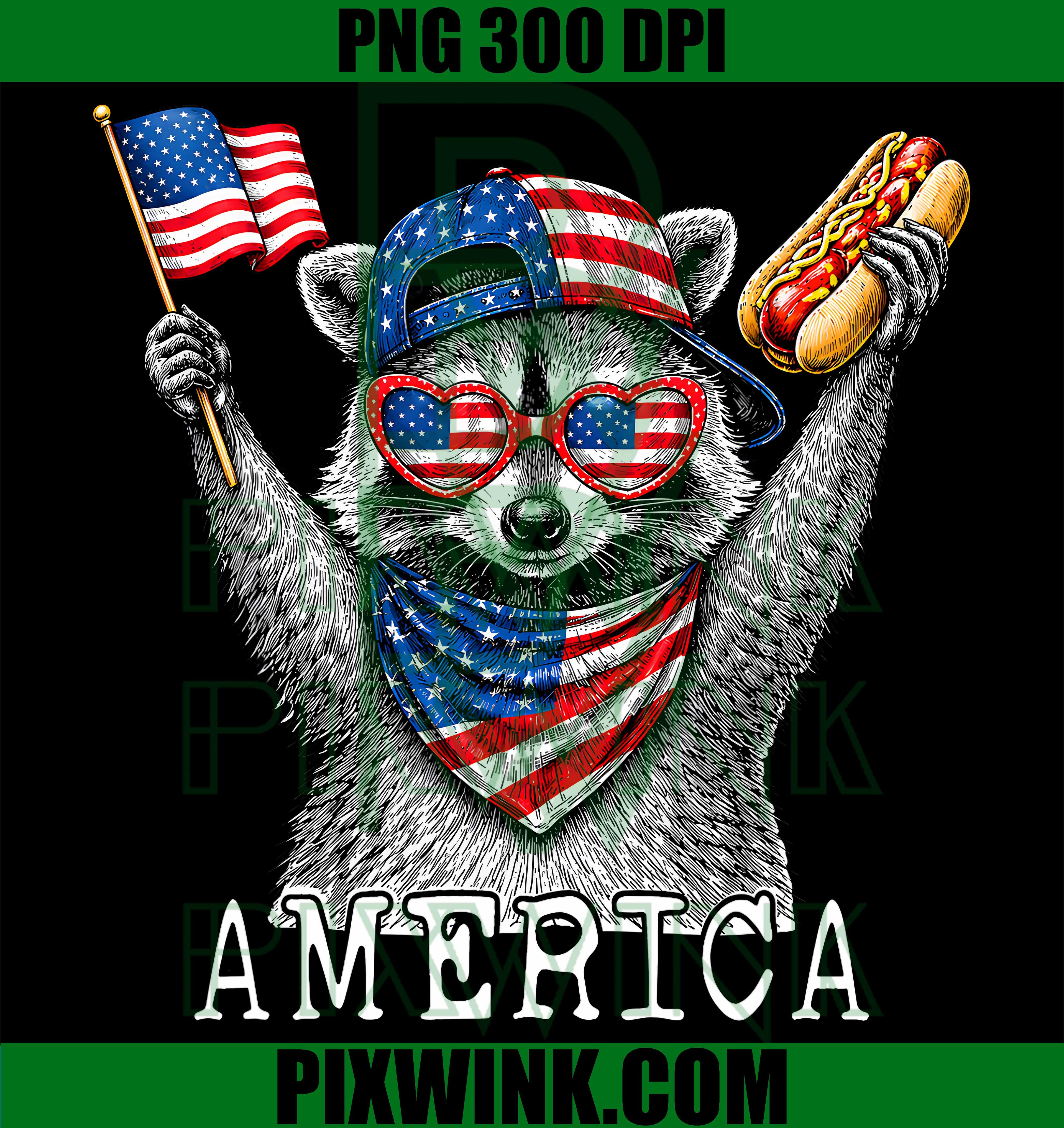 Raccoon Hot Dog PNG, America 250 Years 1776 2026 July 4th PNG