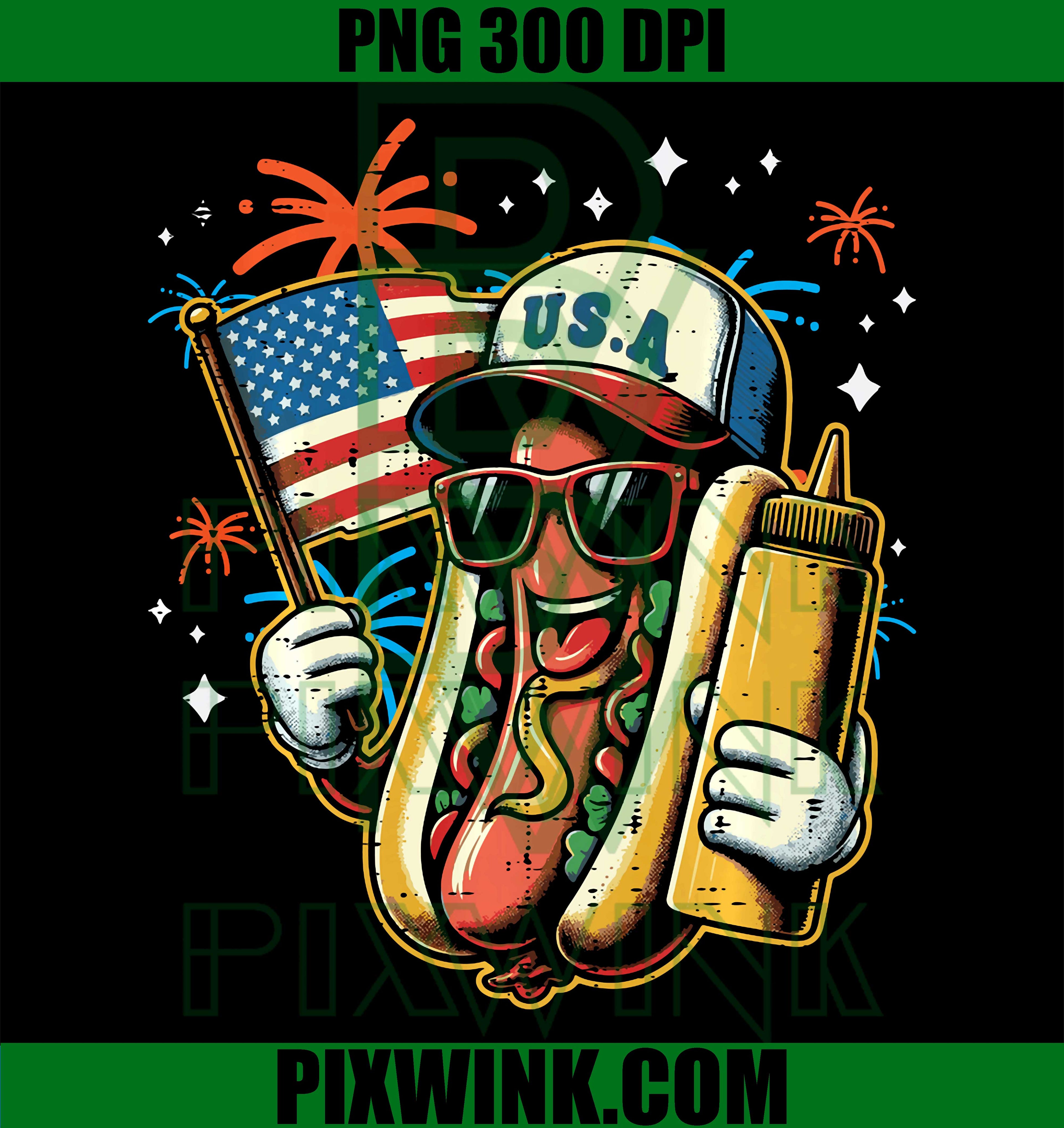 Hotdog American Flag PNG, Funny Patriotic 4th of July Hotdog PNG