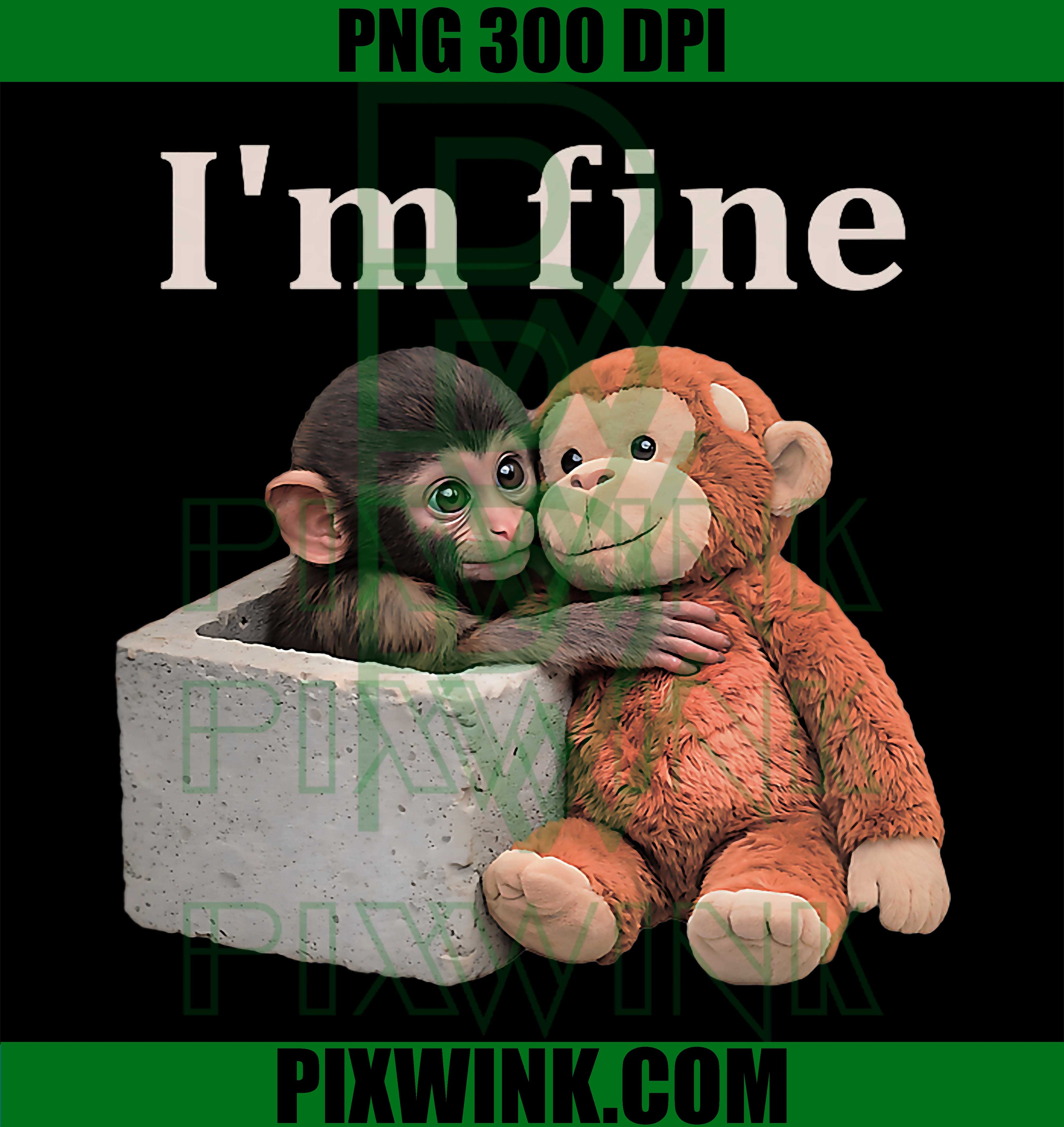 Sad Monkey Punch PNG, I'm Fine Orange Toy Meme PNG