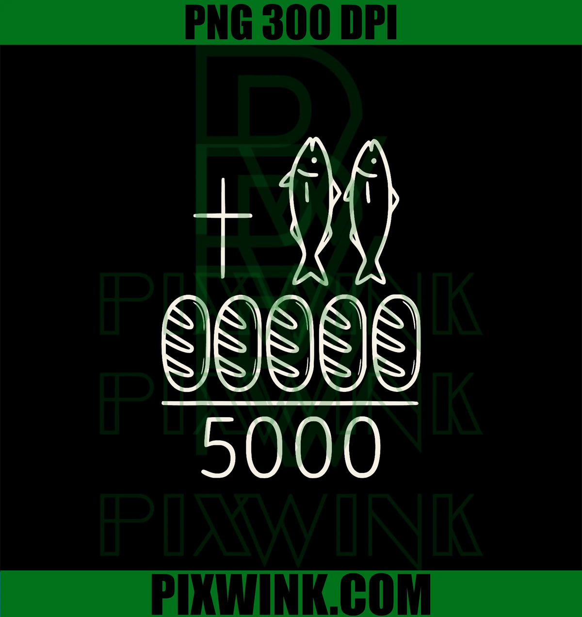 Jesus Cross 5000 Miracle Christian PNG, 2 Fishes 5 Breads PNG