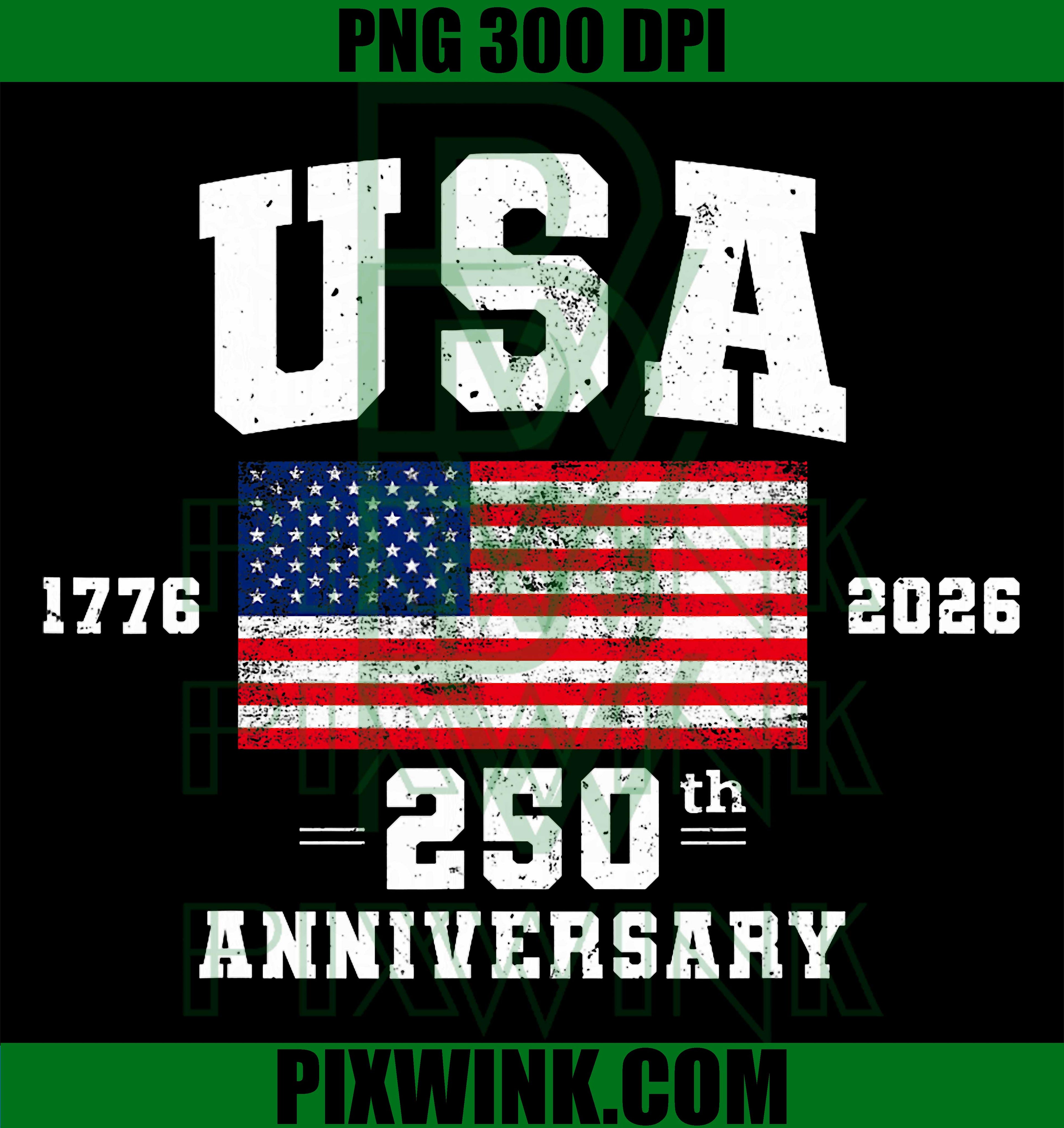 4th Of July America 250th Anniversary PNG, US Flag Patriotic Retro Design