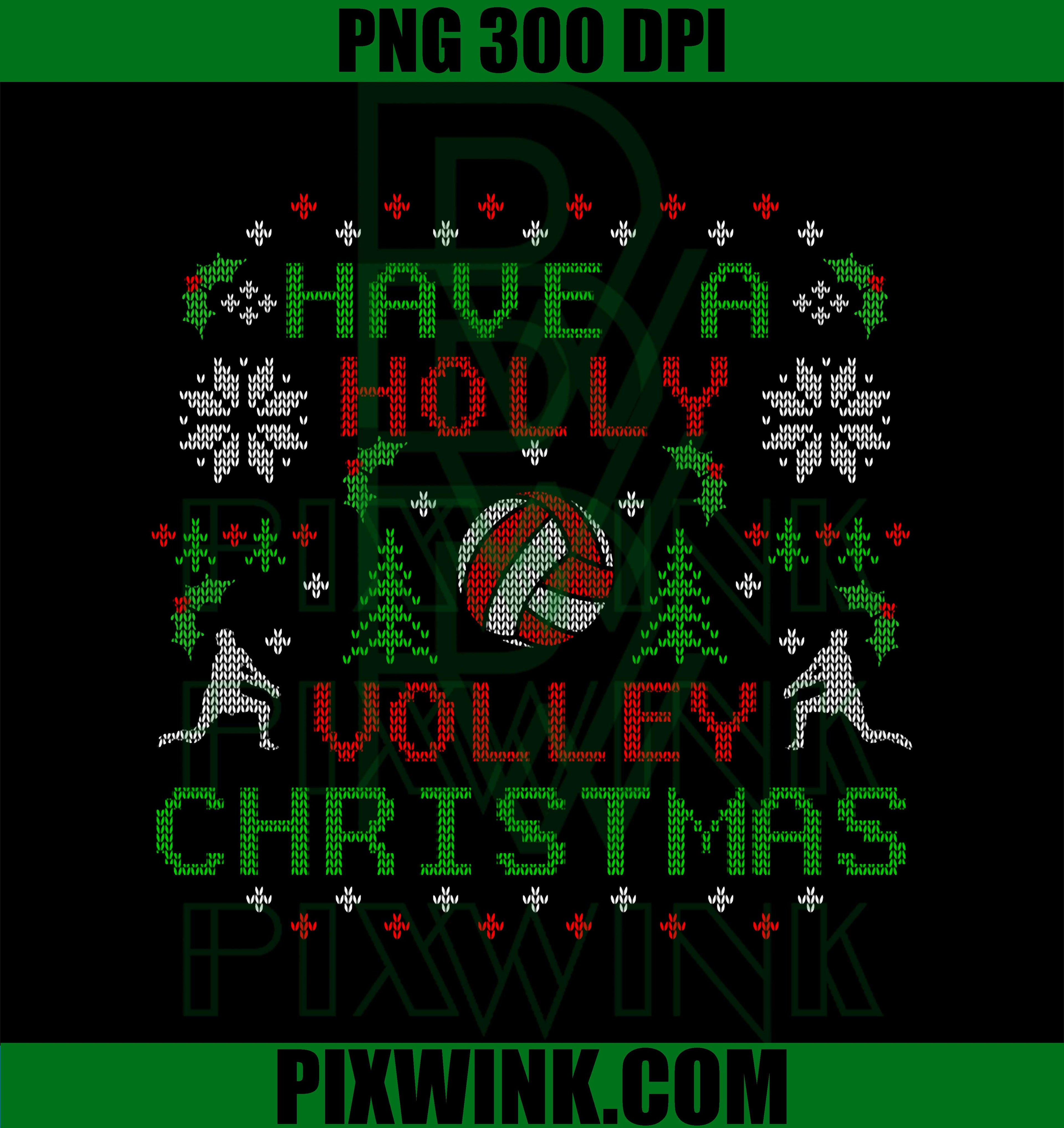 Funny Holly Volleyball Ugly Christmas PNG
