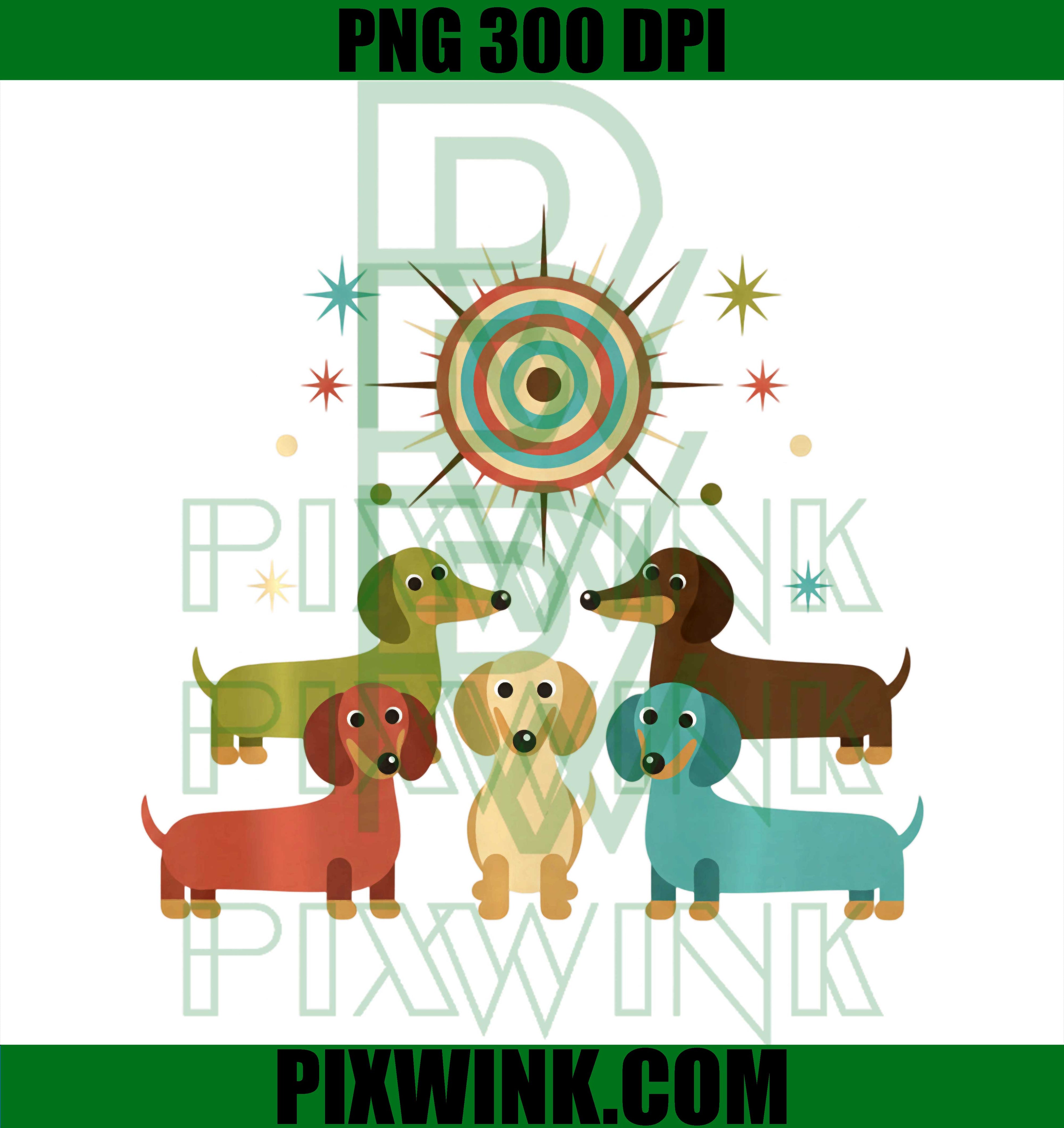 Dachshund Retro Pack Atomic Star Mid, Century Modern Dog PNG