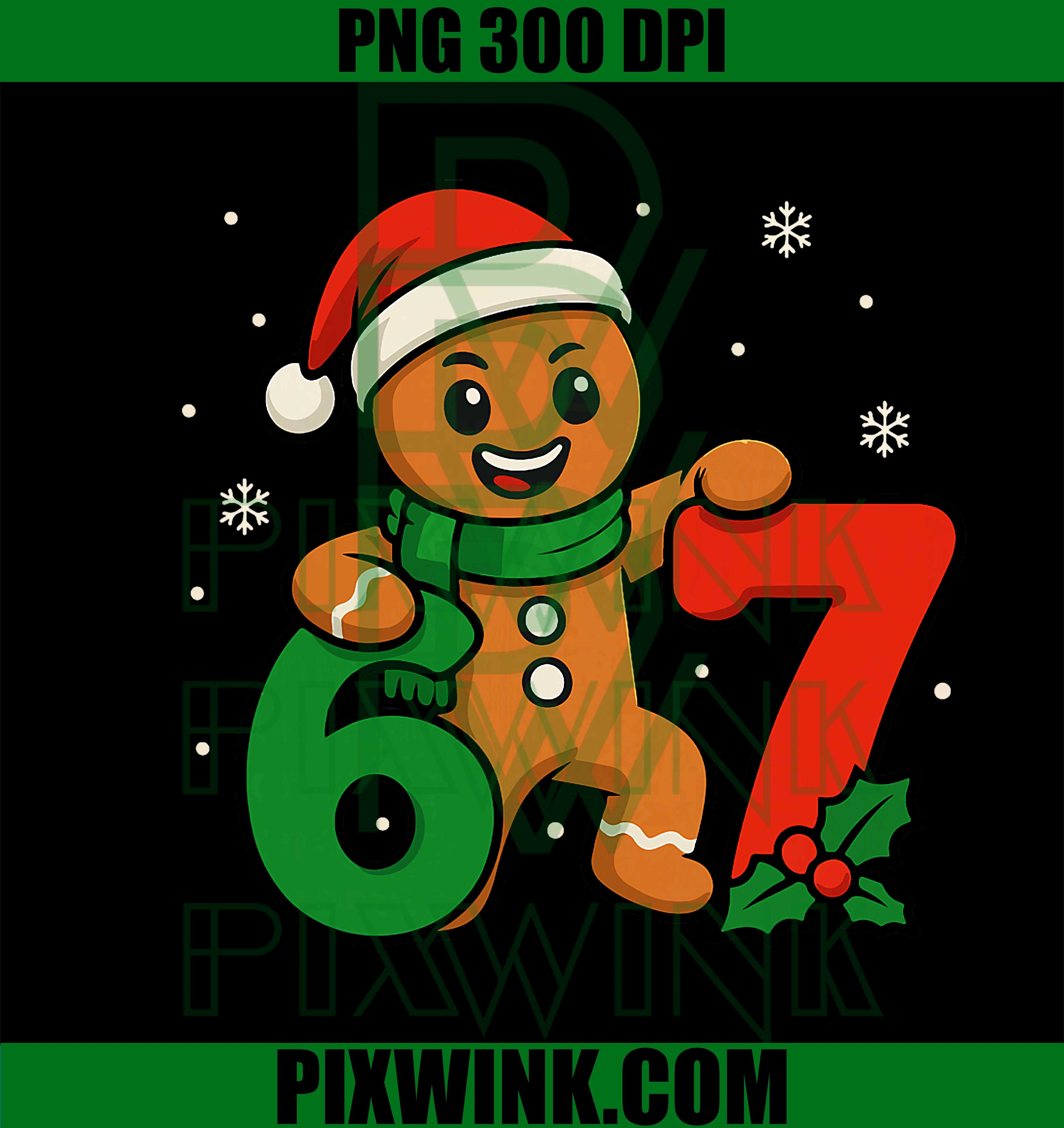 67 Christmas PNG, 6 7 Gingerbread PNG, 6 7 Meme Six Seven PNG