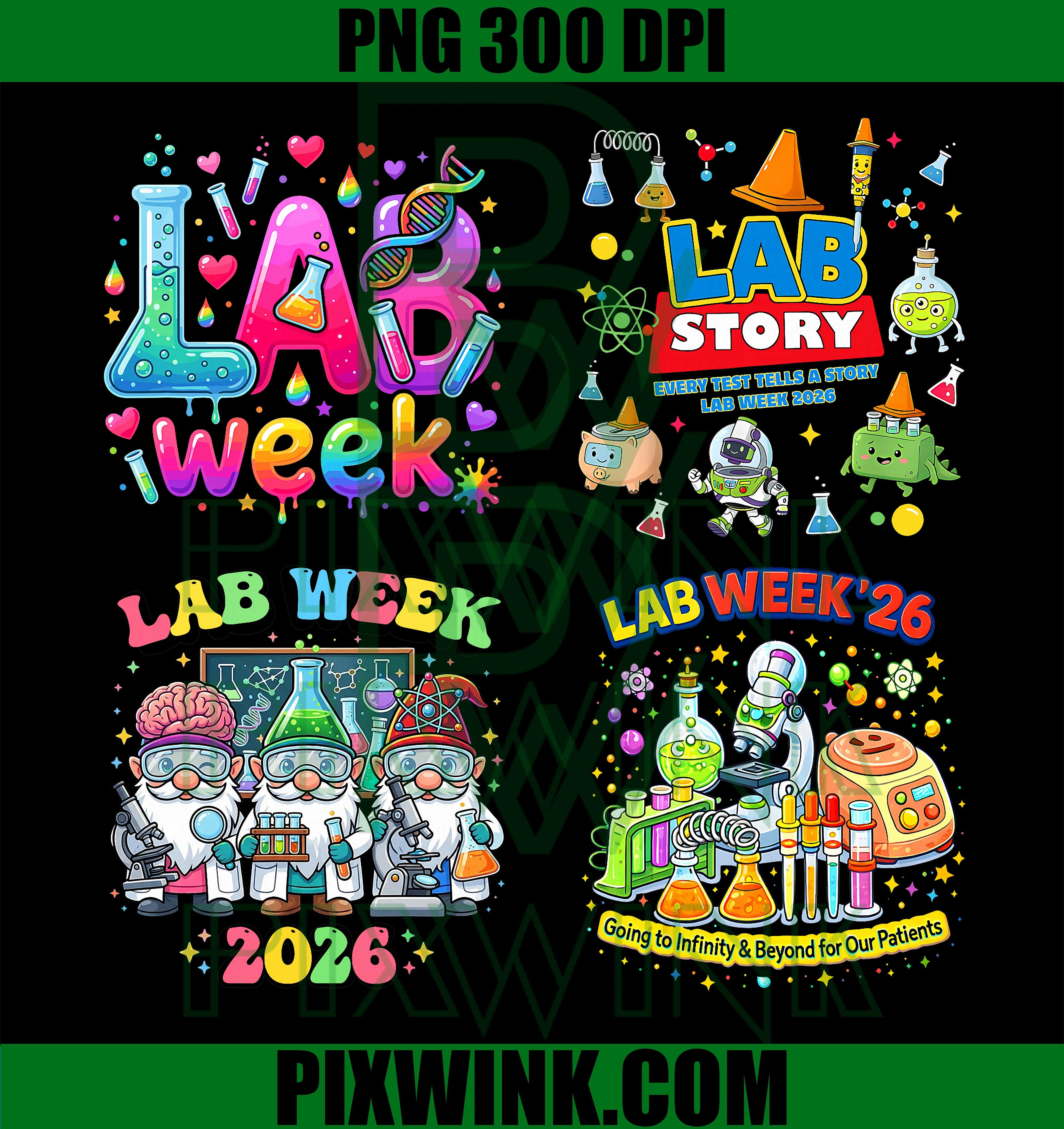 Lab Week 2026 Bundle PNG, Medical Laboratory Design PNG