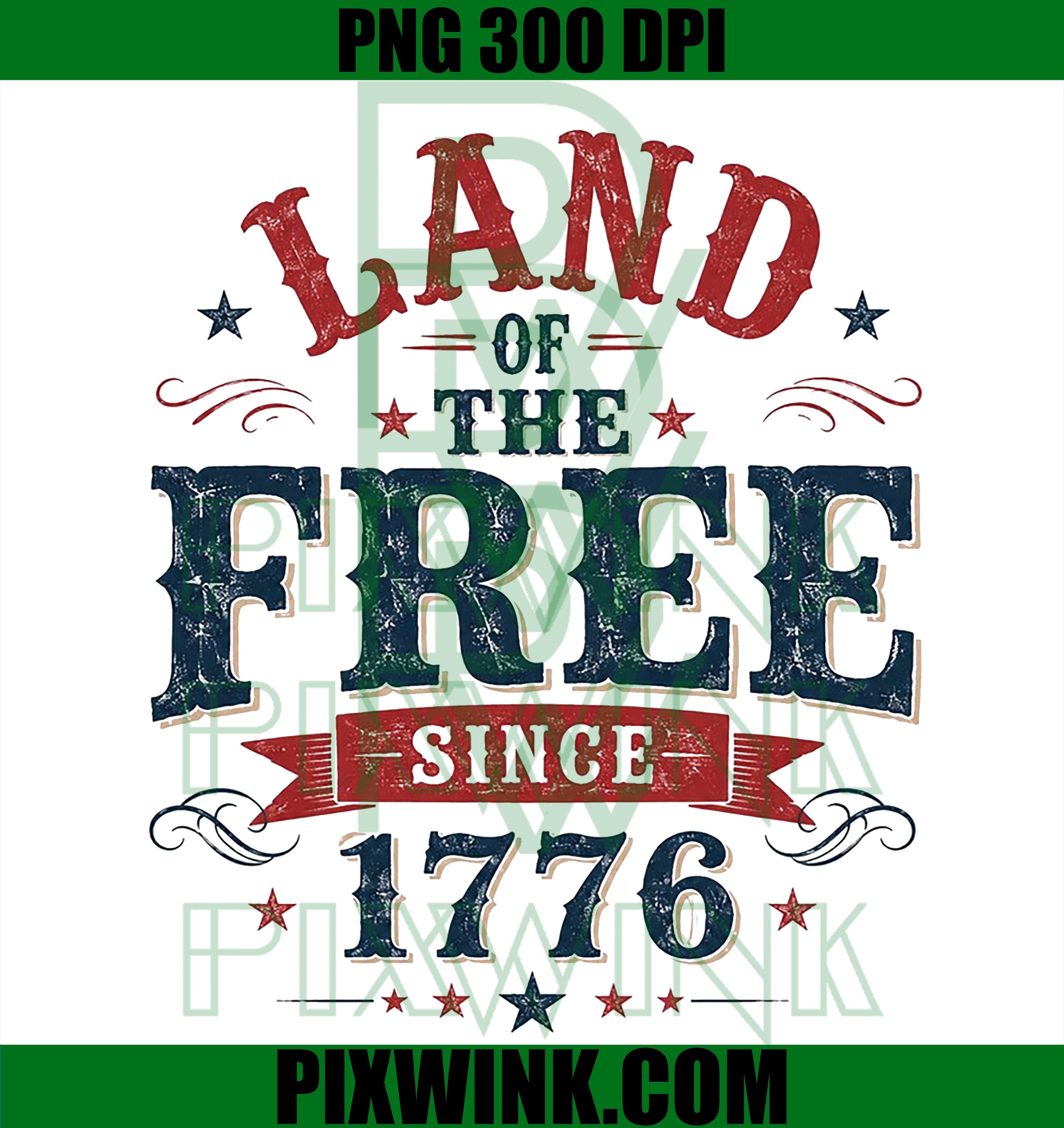 4th of July Land of the Free PNG, USA Independence 1776 2026 PNG