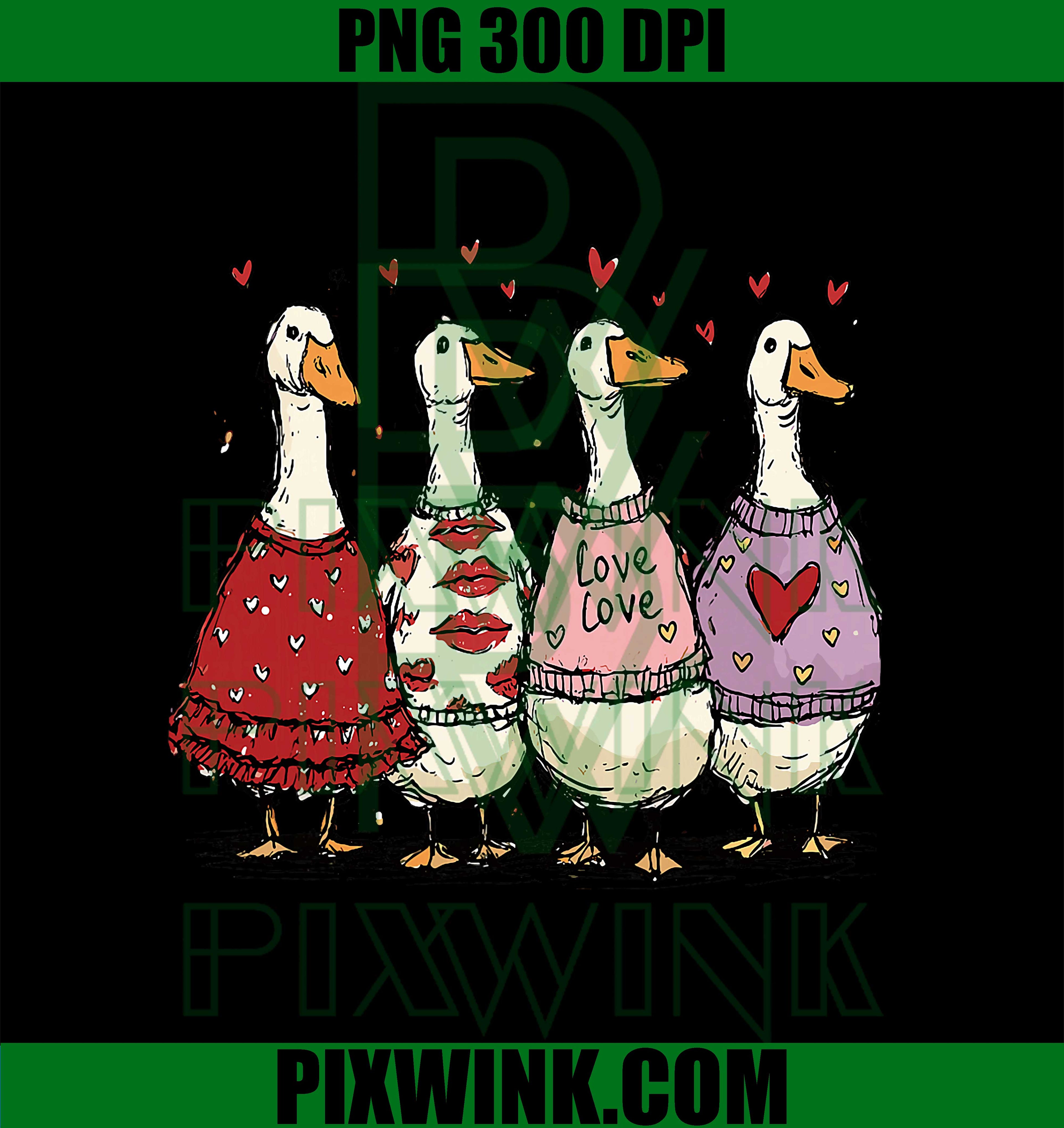 Just A Valentine Goose, Coquette Valentines Day Silly Goose PNG
