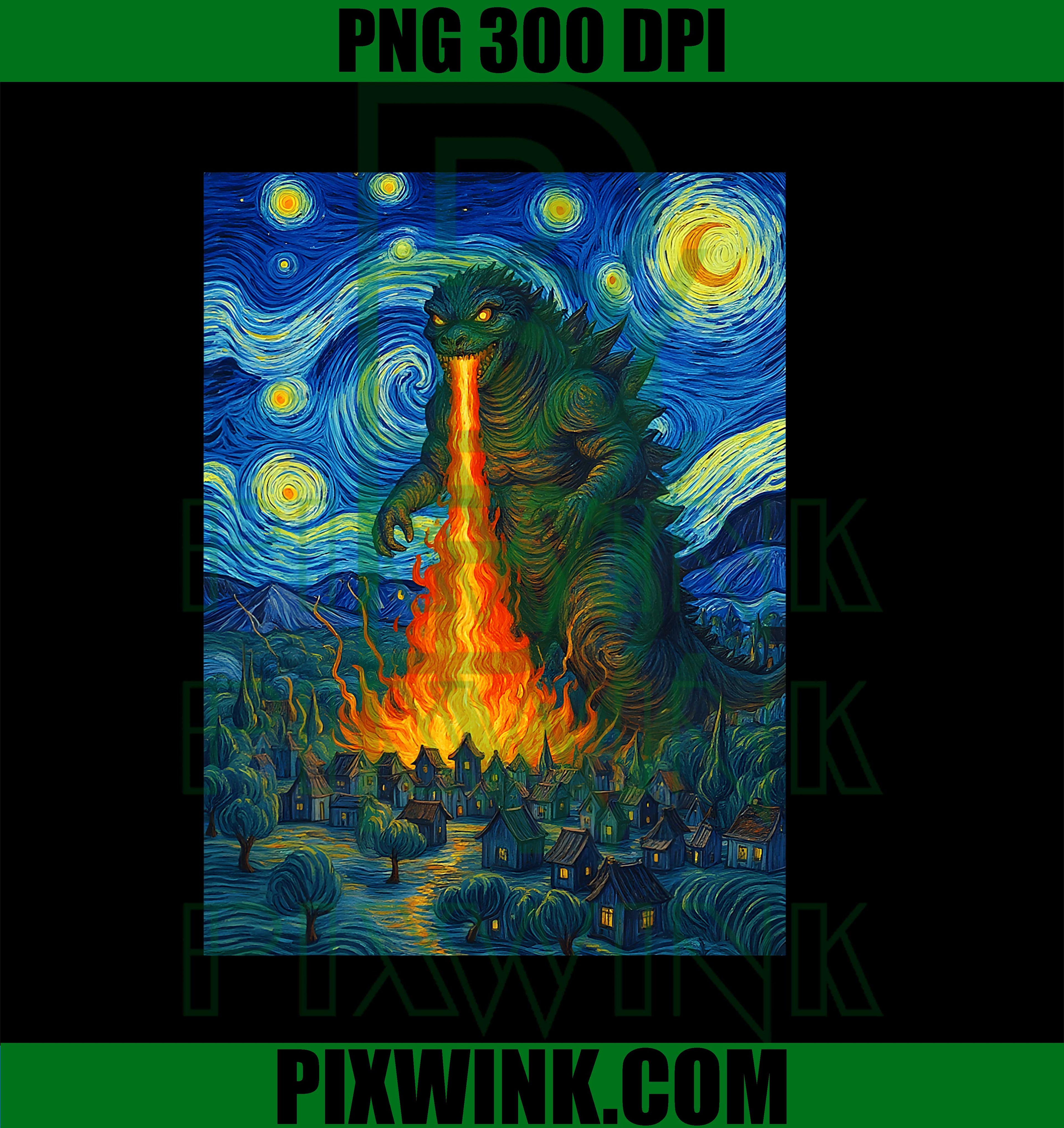 Japanese Monster Kaiju Van Gogh Starry Night PNG