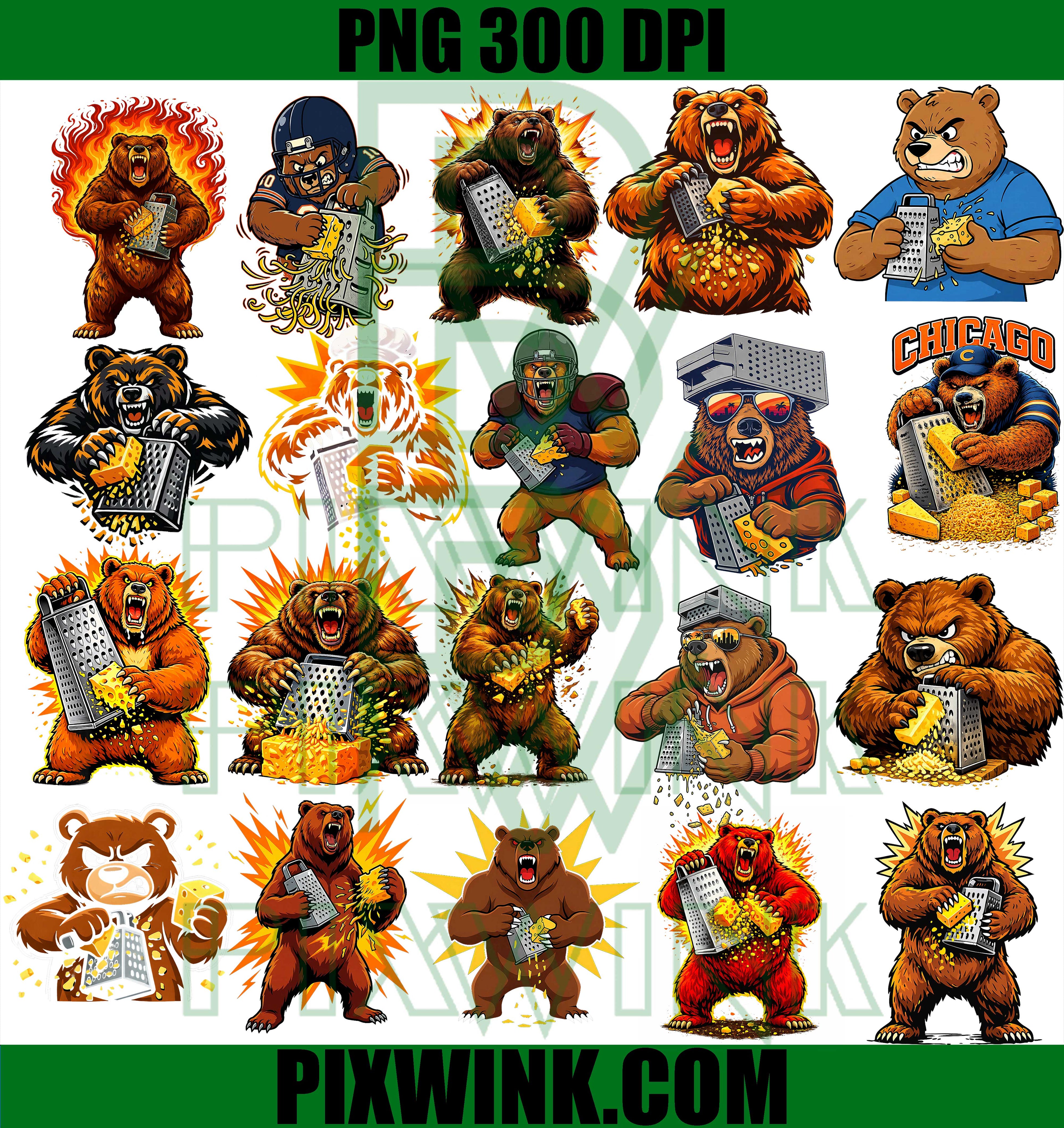 Angry Bear Grating Cheese PNG Bundle, Funny Bear Meme PNG PNG