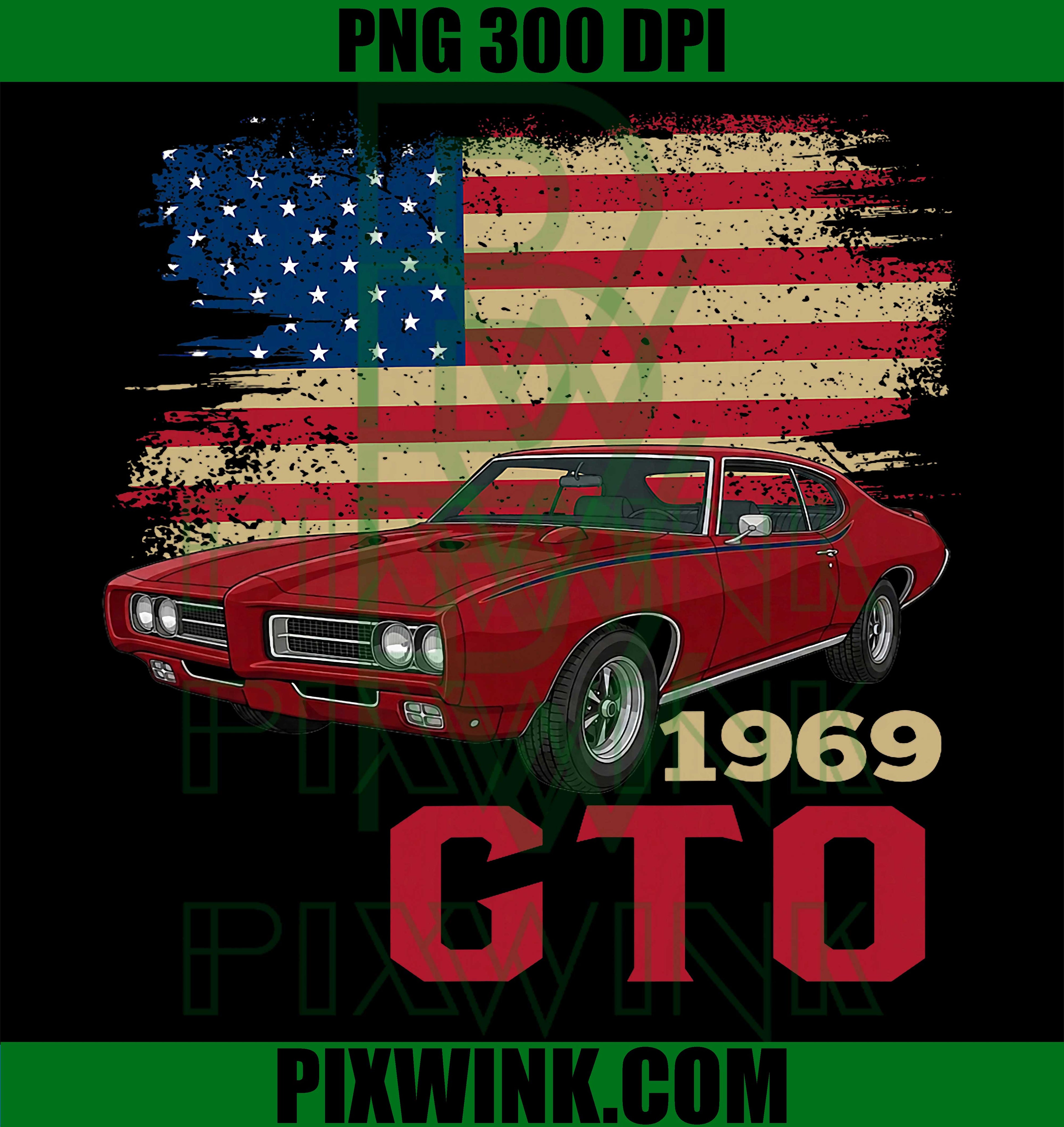 69 1969 GTO PNG, American Flag Muscle Car Retro Design