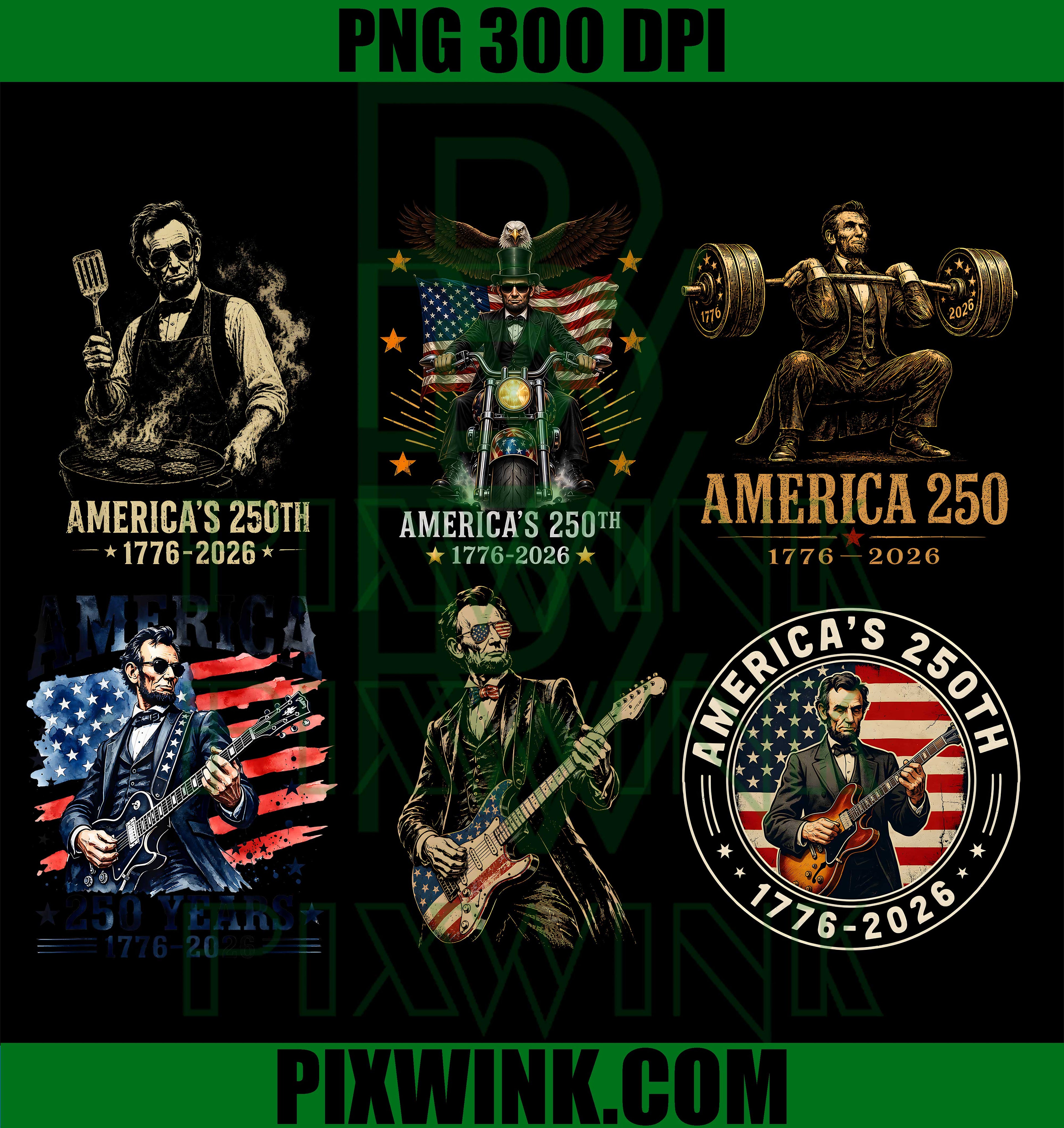 America 250th Abraham Lincoln PNG, Patriotic US Flag Rocker PNG