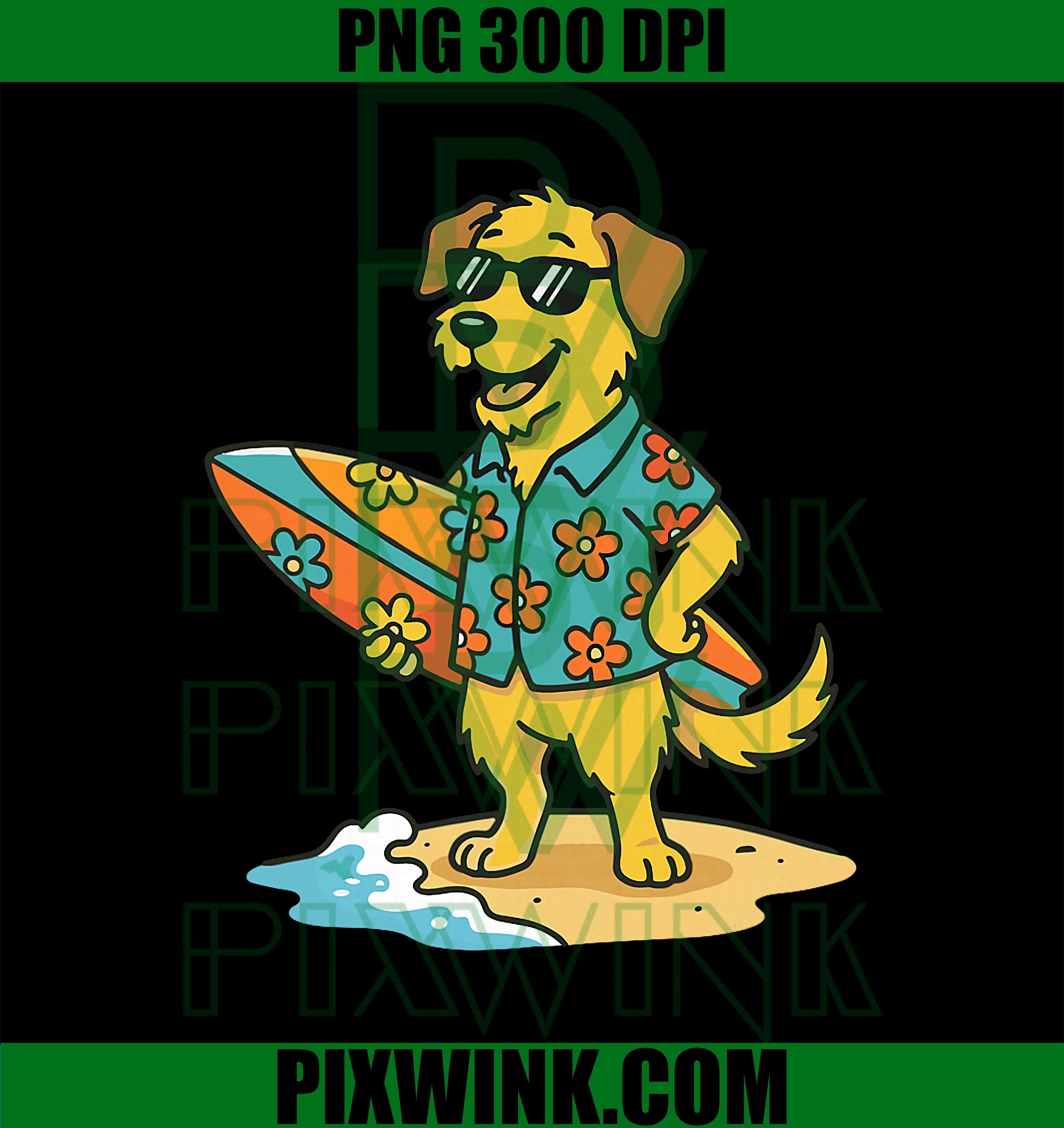 Hawaiian Shirt Surf Dog PNG, Cool Summer Beach PNG