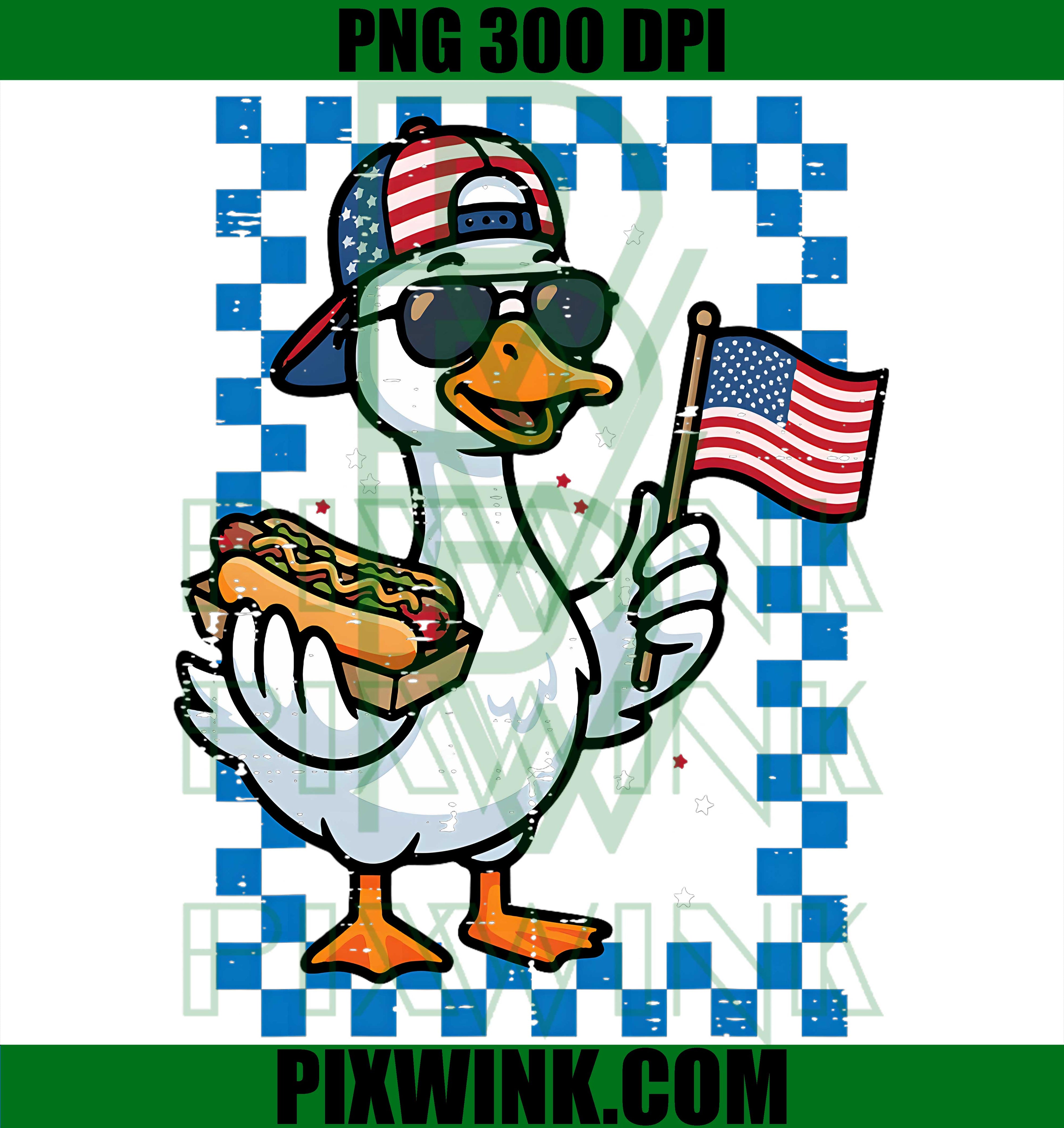 Goose Hotdog Patriotic PNG, 4th of July US Flag PNG Digital File