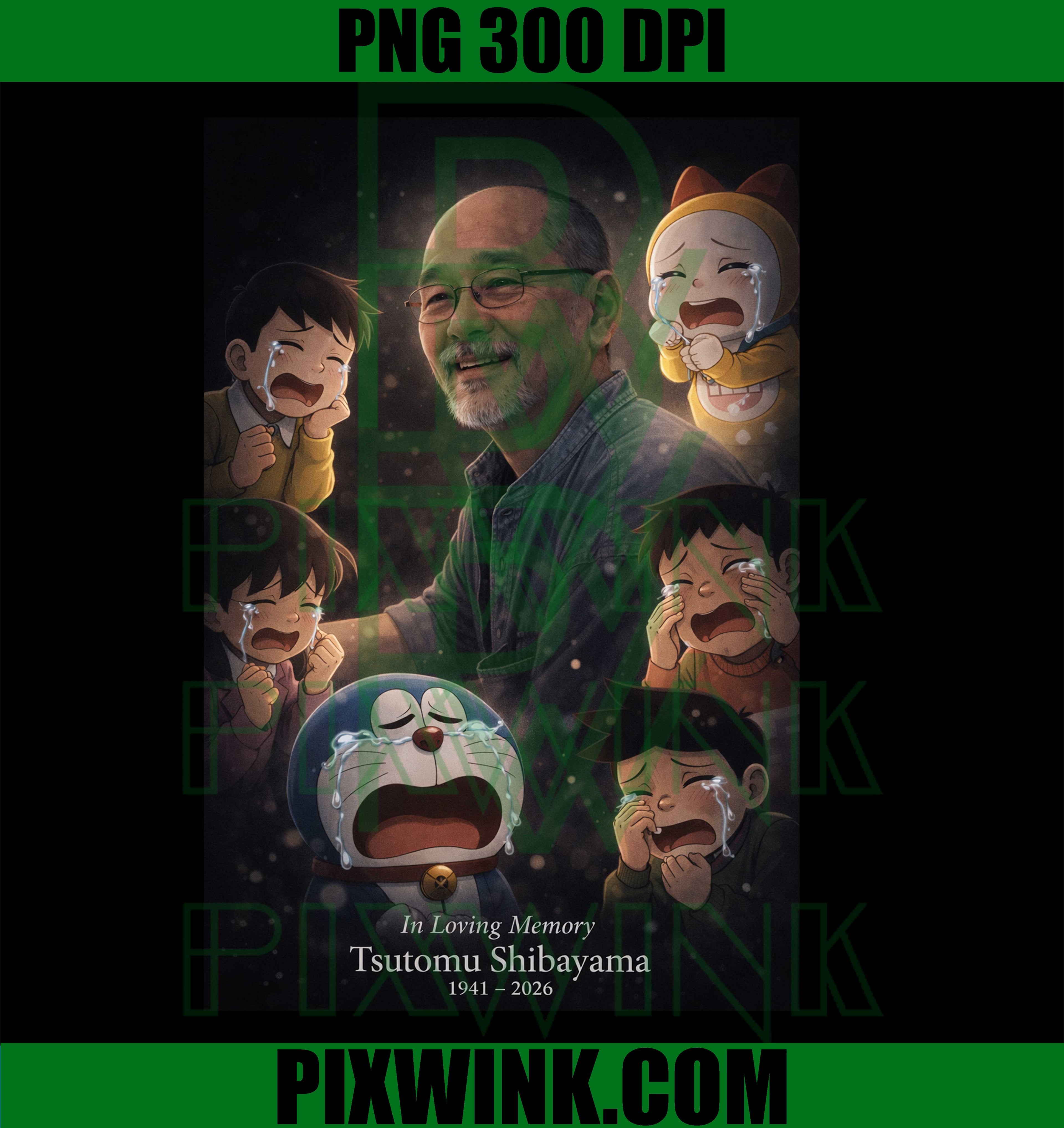 Tsutomu Shibayama Memorial PNG, Doraemon Tribute Art PNG, Anime Legend PNG