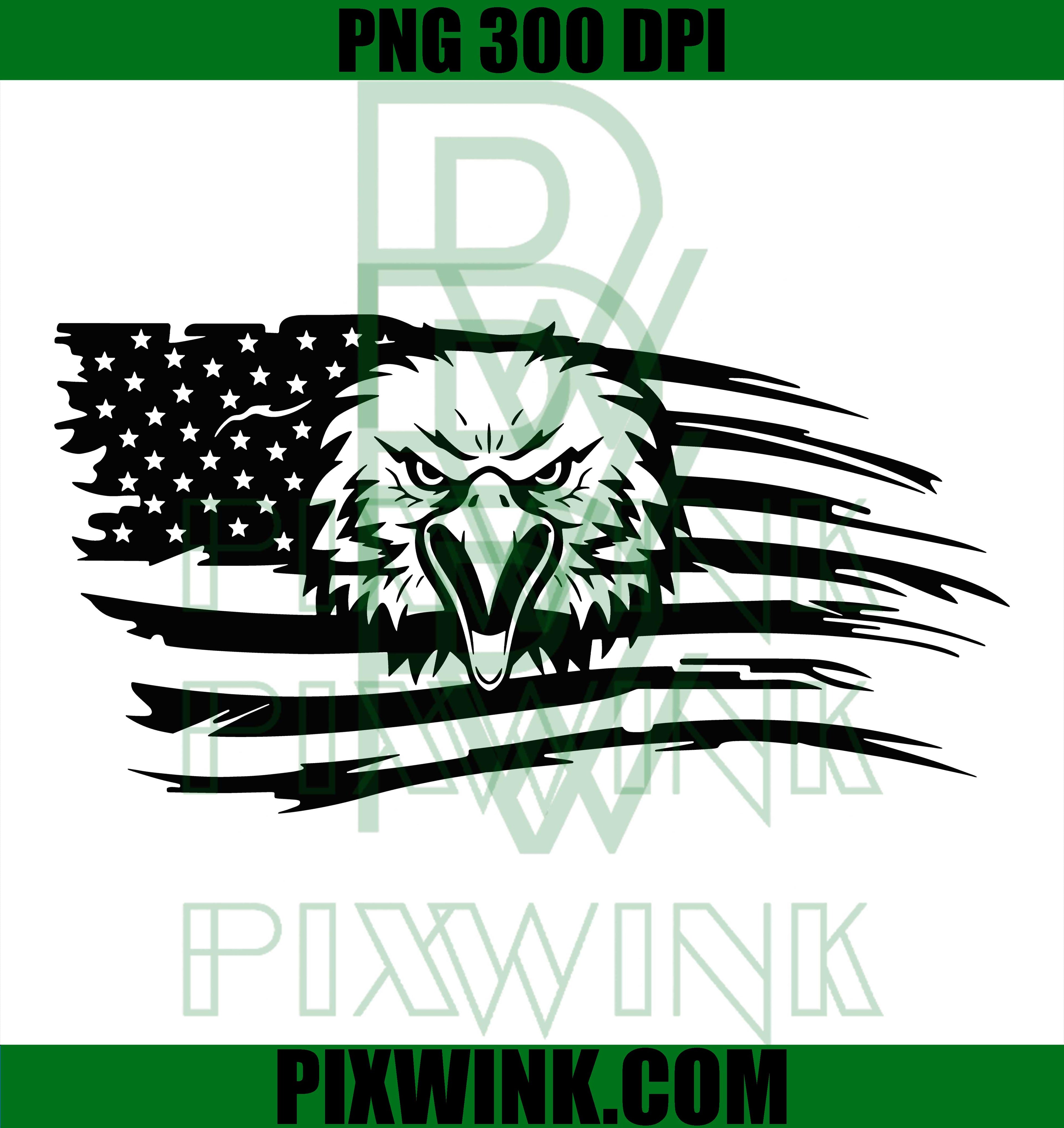 Patriotic Eagle Head SVG, USA Flag Brush Stroke SVG