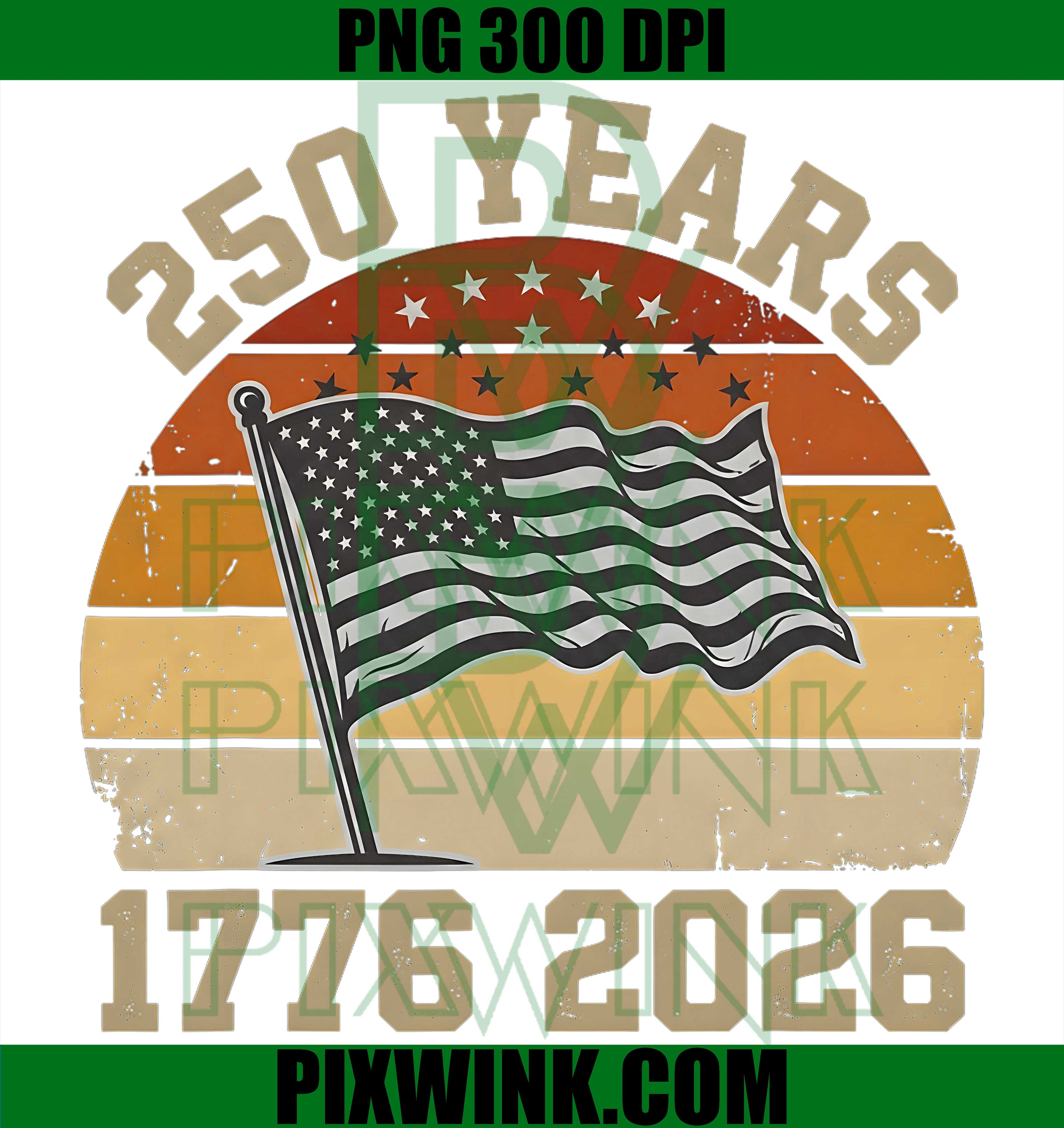 4th July Flag PNG, 250th Anniversary PNG, Stars USA Flag PNG