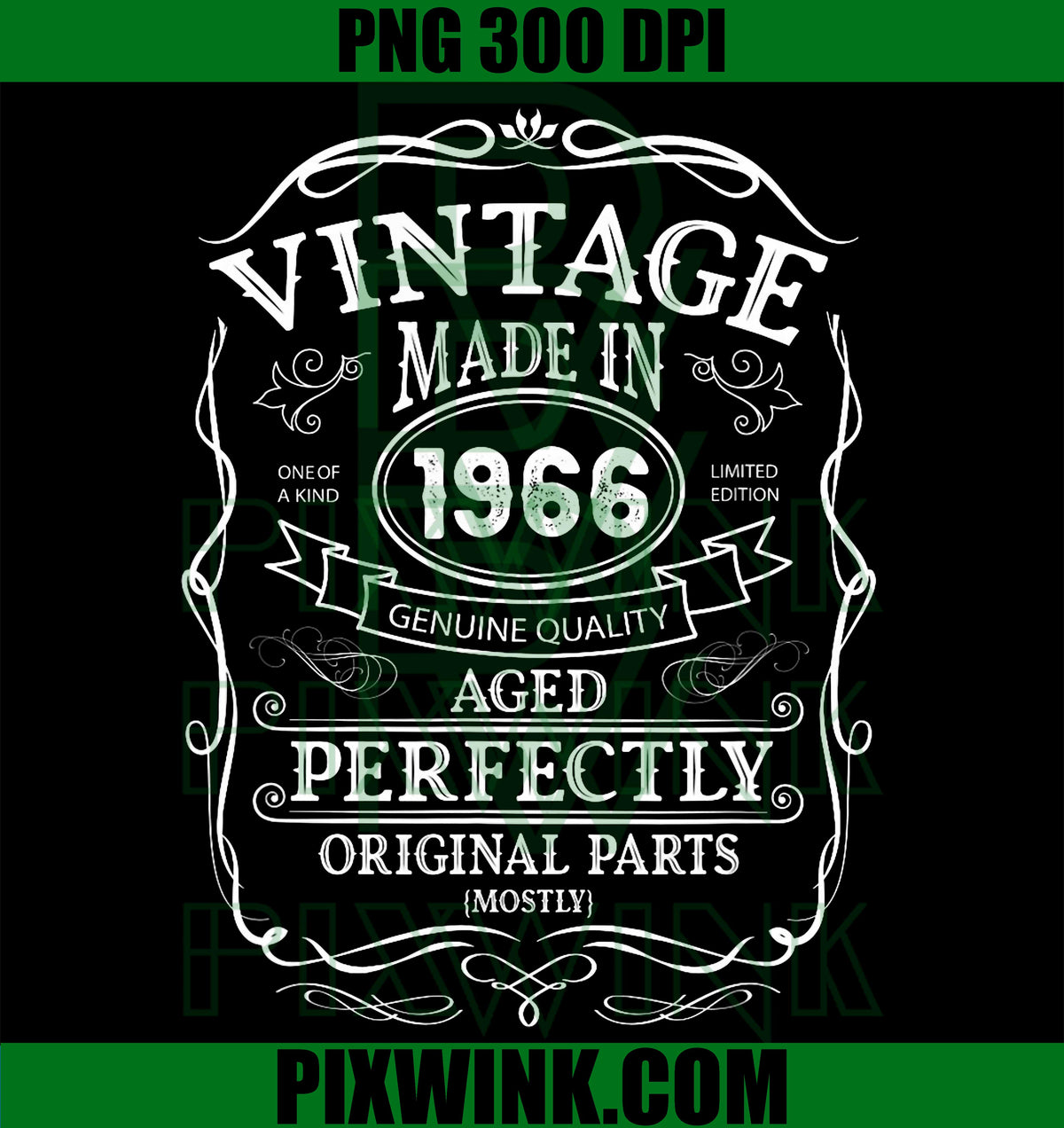 Vintage 1966 PNG, 60th Birthday Retro PNG, Classic 1966 Birthday PNG