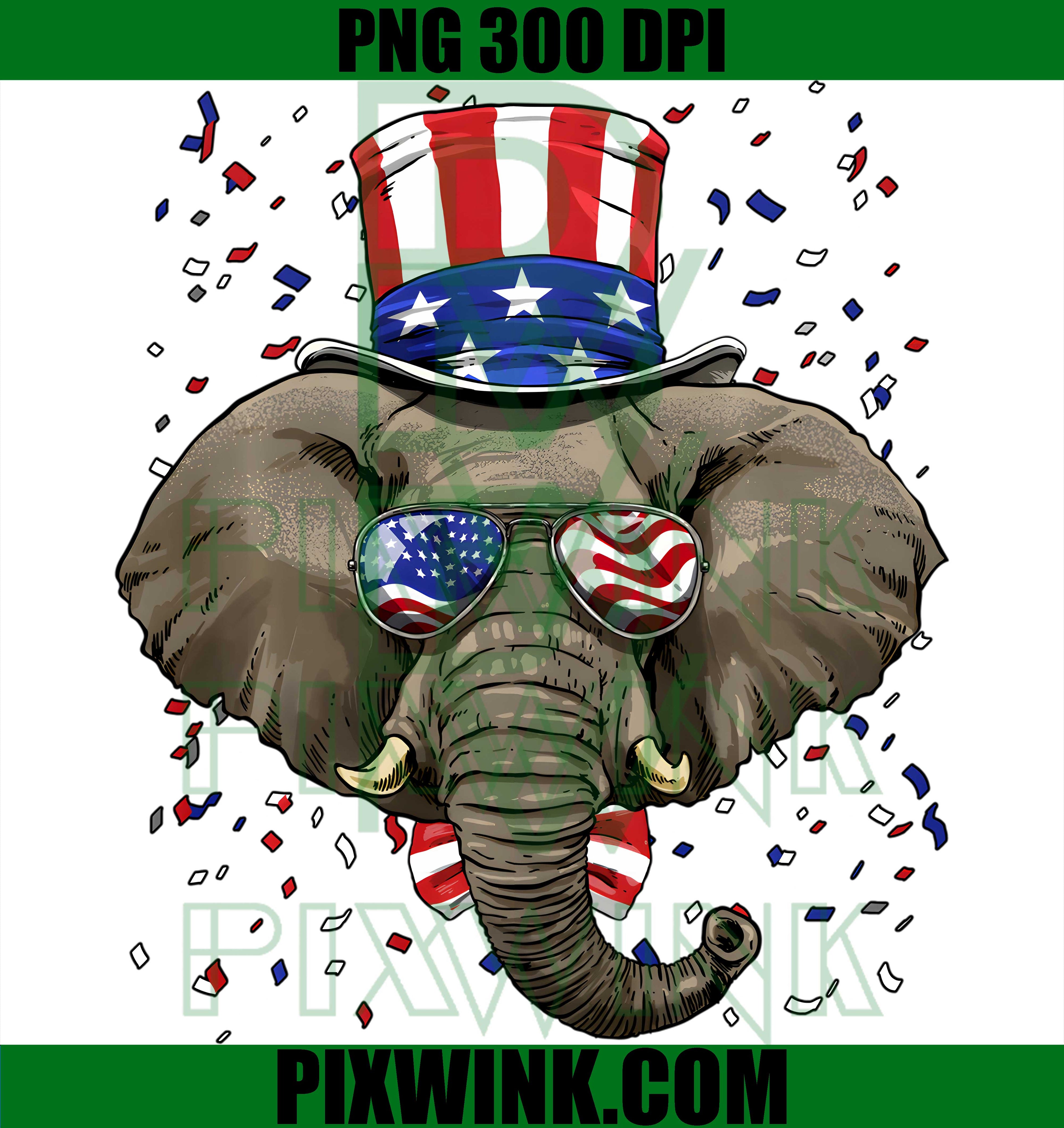 Patriotic Elephant USA Flag PNG, American Flag Sunglasses Elephant PNG