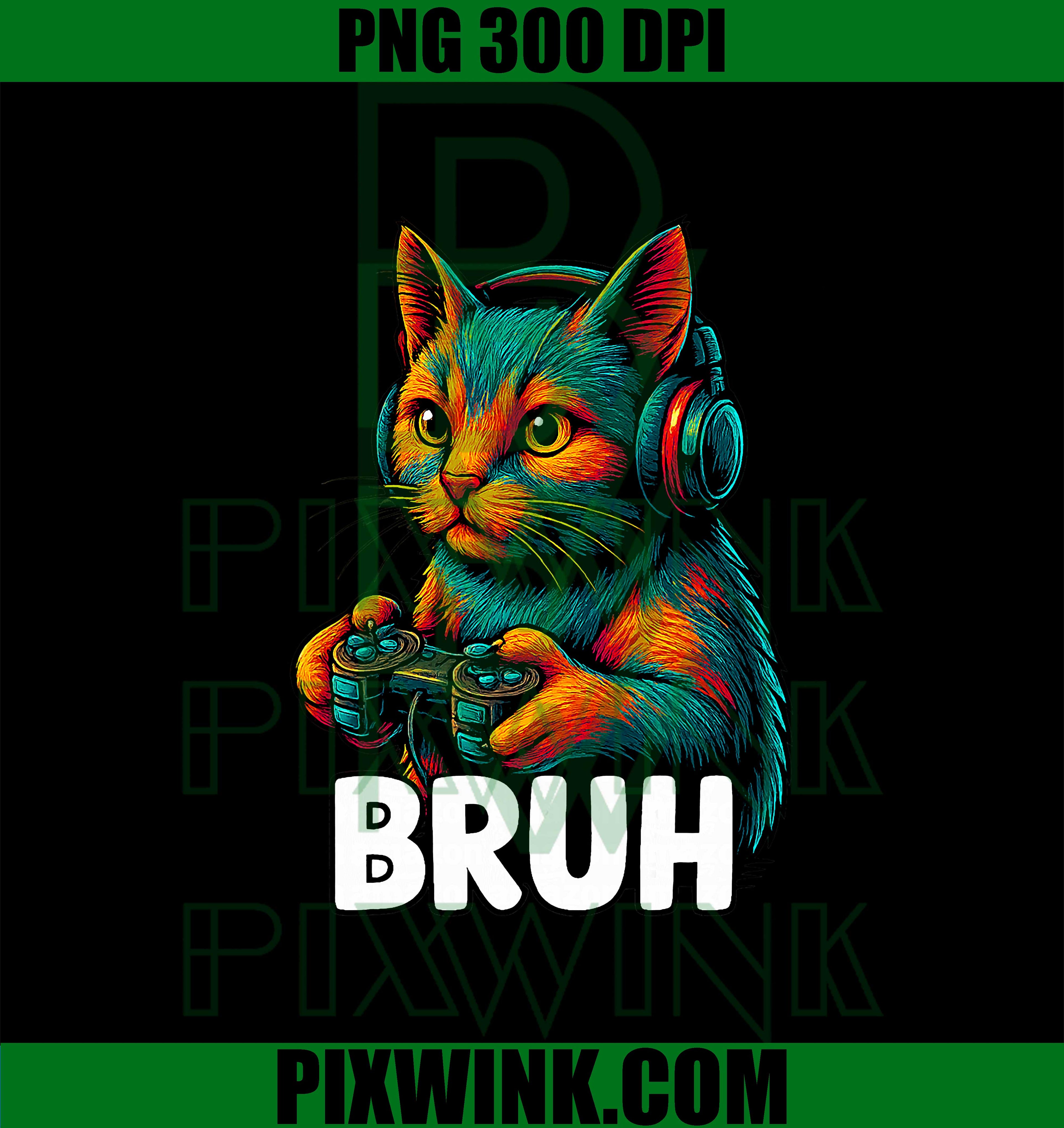 Funny Bruh Cat Gamer Video Games PNG, Cute Kitten Gaming PNG