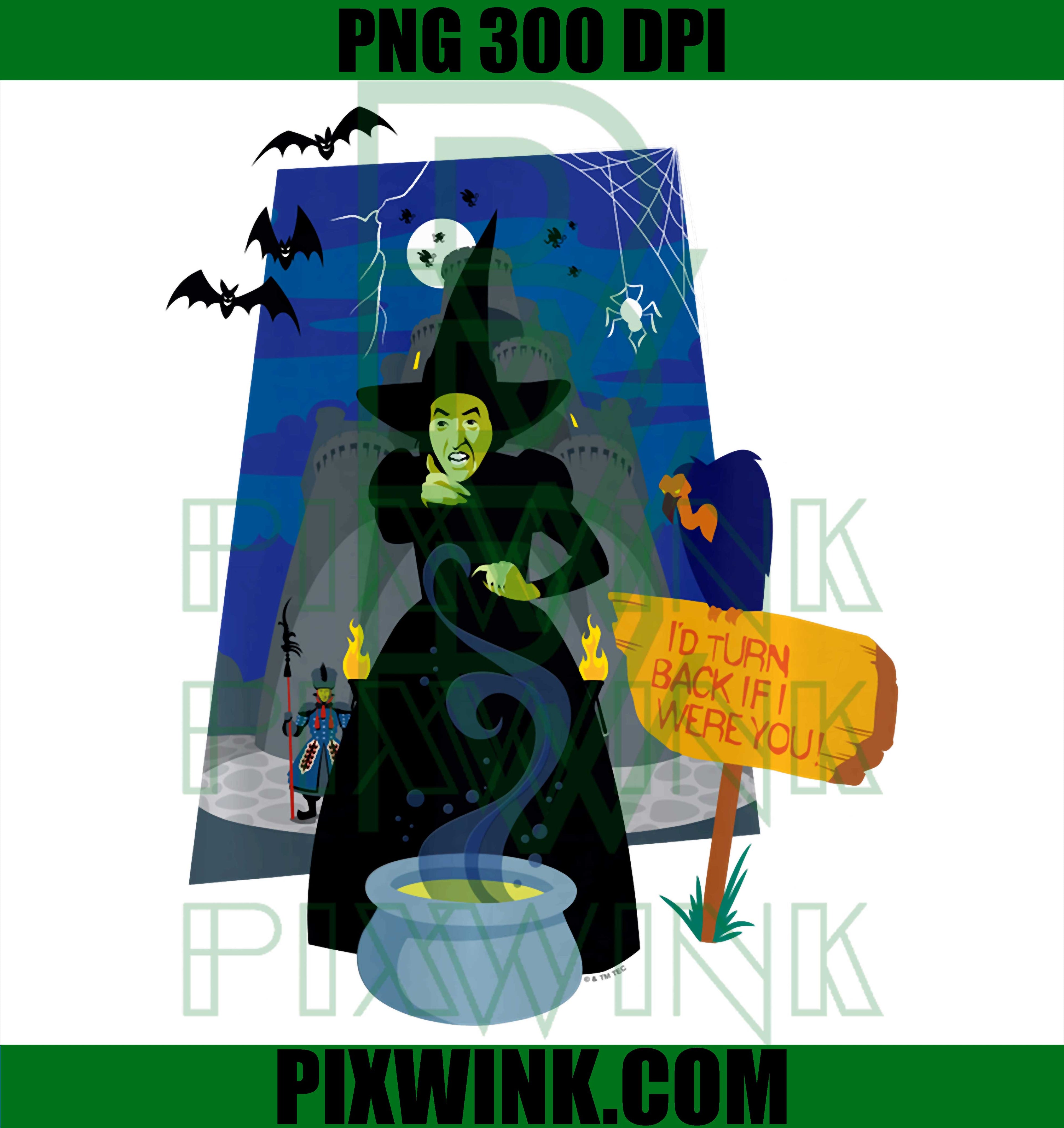 Wizard of Oz Witch PNG, Spooky Castle Warning Logo PNG