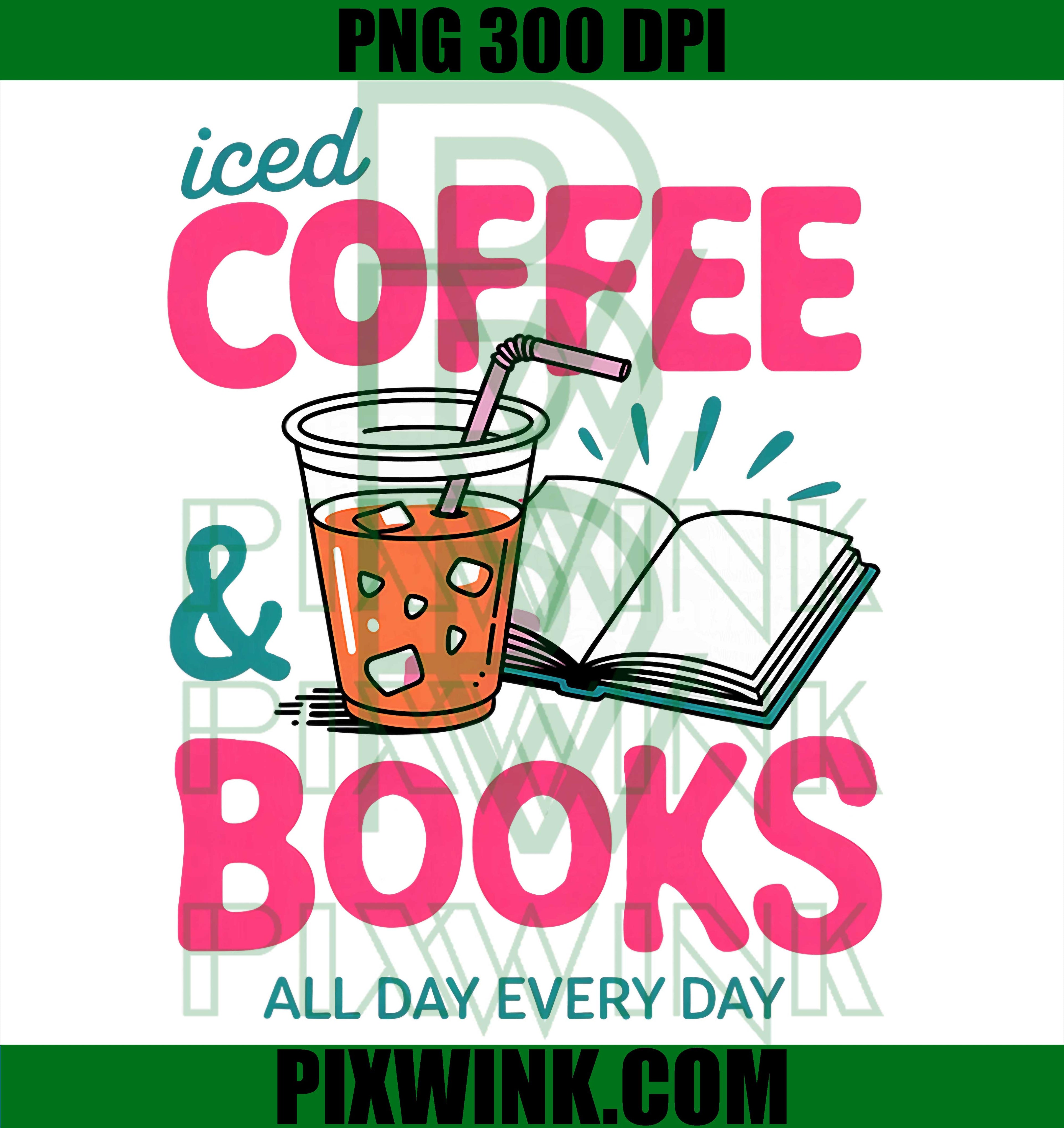 Iced Coffee Books PNG, Reading Lover PNG Summer Aesthetic Design