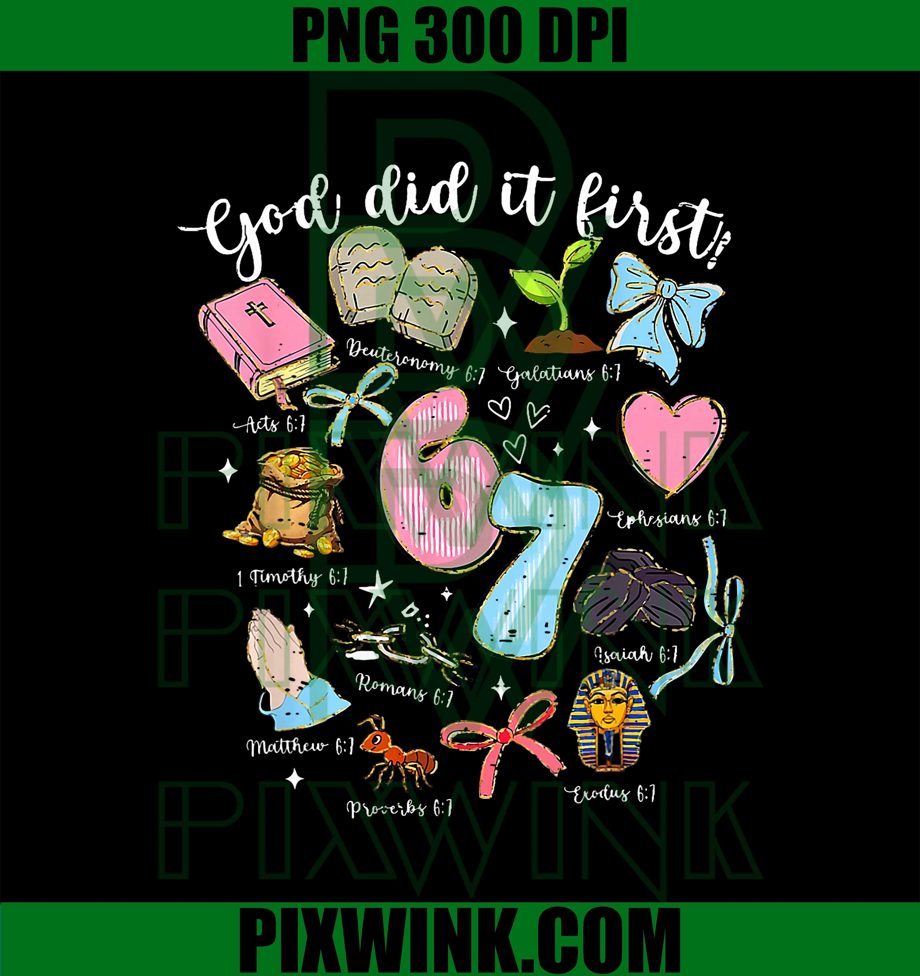 Funny Christian Six Seven PNG, God Did It First 67 PNG, Meme Jesus 6 7 PNG