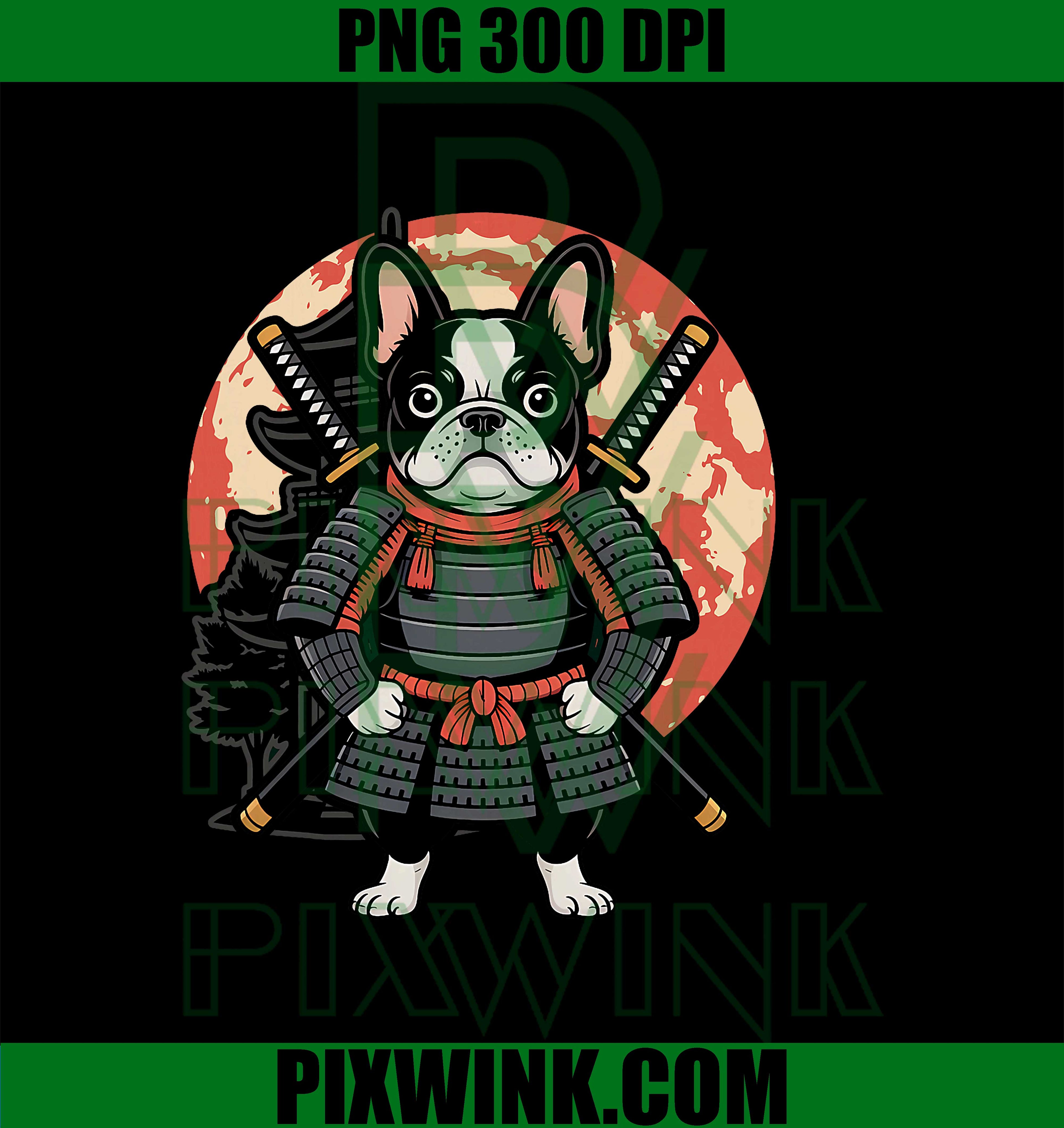 Boston Terrier Dog Japanese Style Samurai Dogs PNG